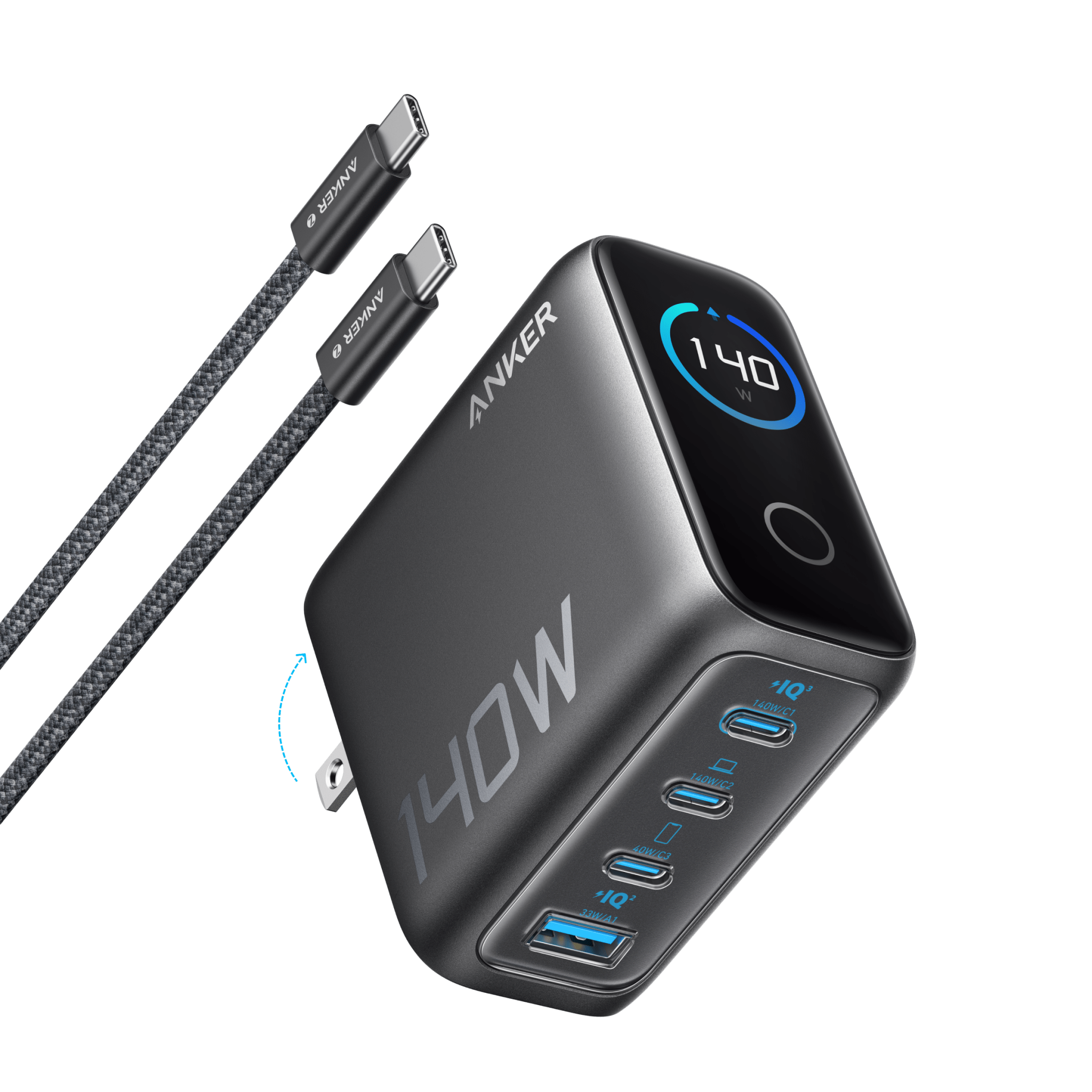 Anker Charger (140W, 4 - Port, PD 3.1) with USB - C Cable - Black Girl Golf