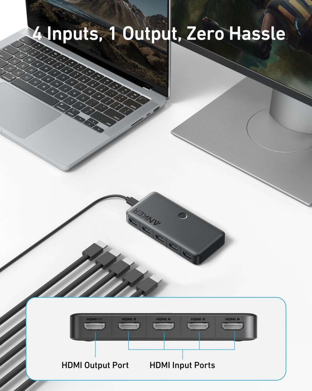 Anker HDMI Switch (4 in 1 Out, 4K HDMI) - Black Girl Golf