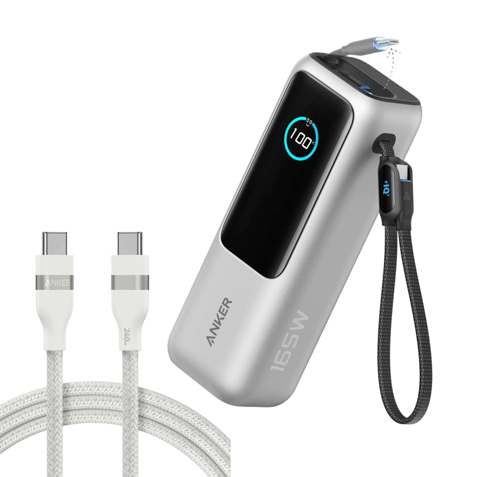 Anker Laptop Power Bank (25K, 165W, Built - In and Retractable Cables) - Black Girl Golf