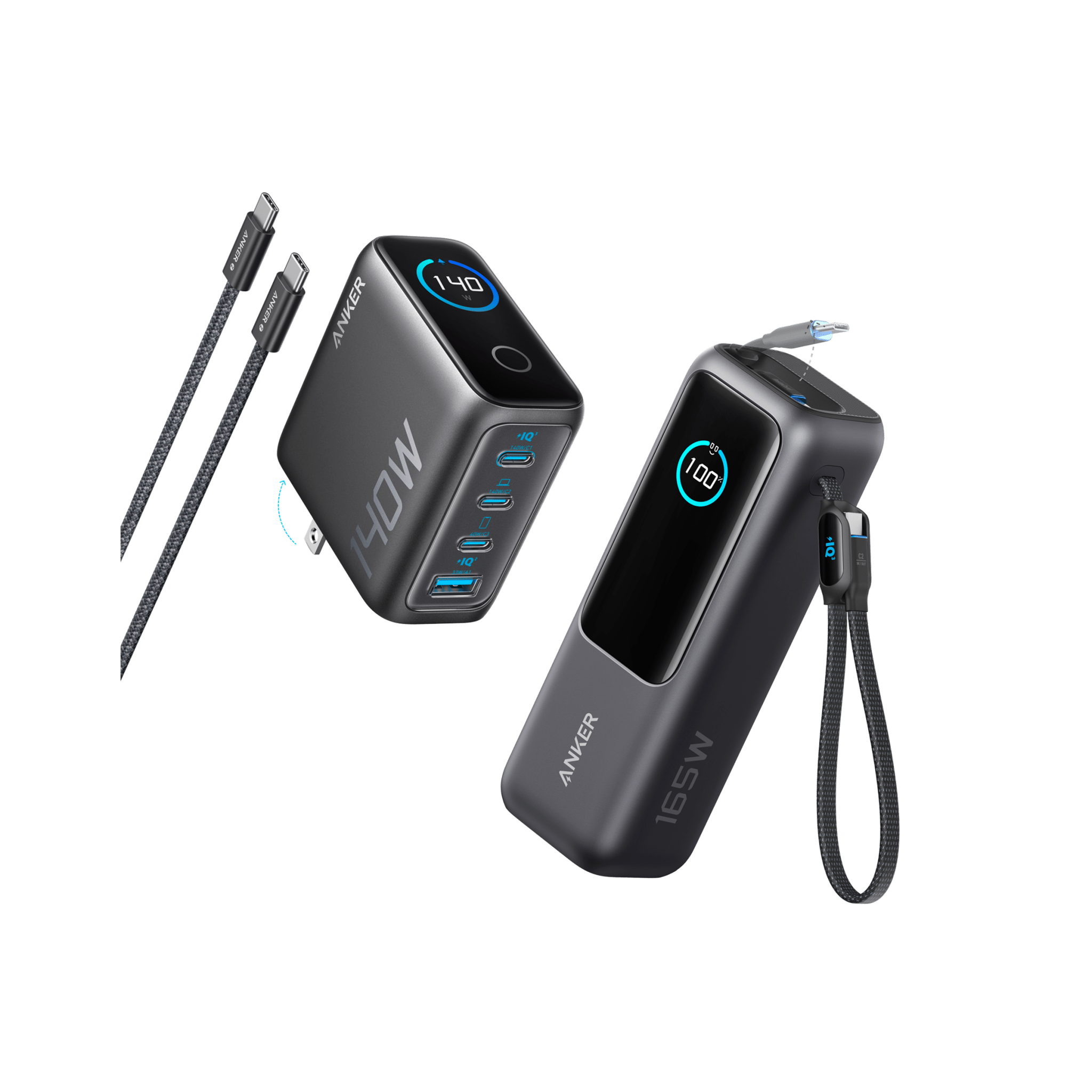 Anker Laptop Power Bank (25K, 165W, Built - In and Retractable Cables) - Black Girl Golf