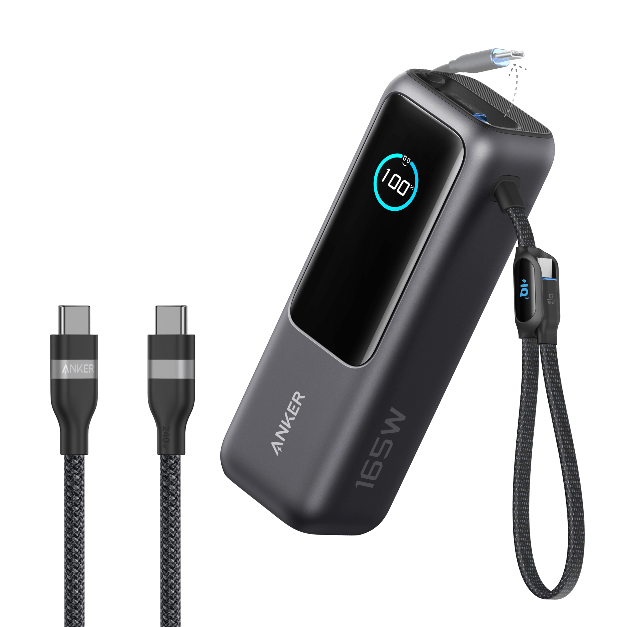 Anker Laptop Power Bank (25K, 165W, Built - In and Retractable Cables) - Black Girl Golf