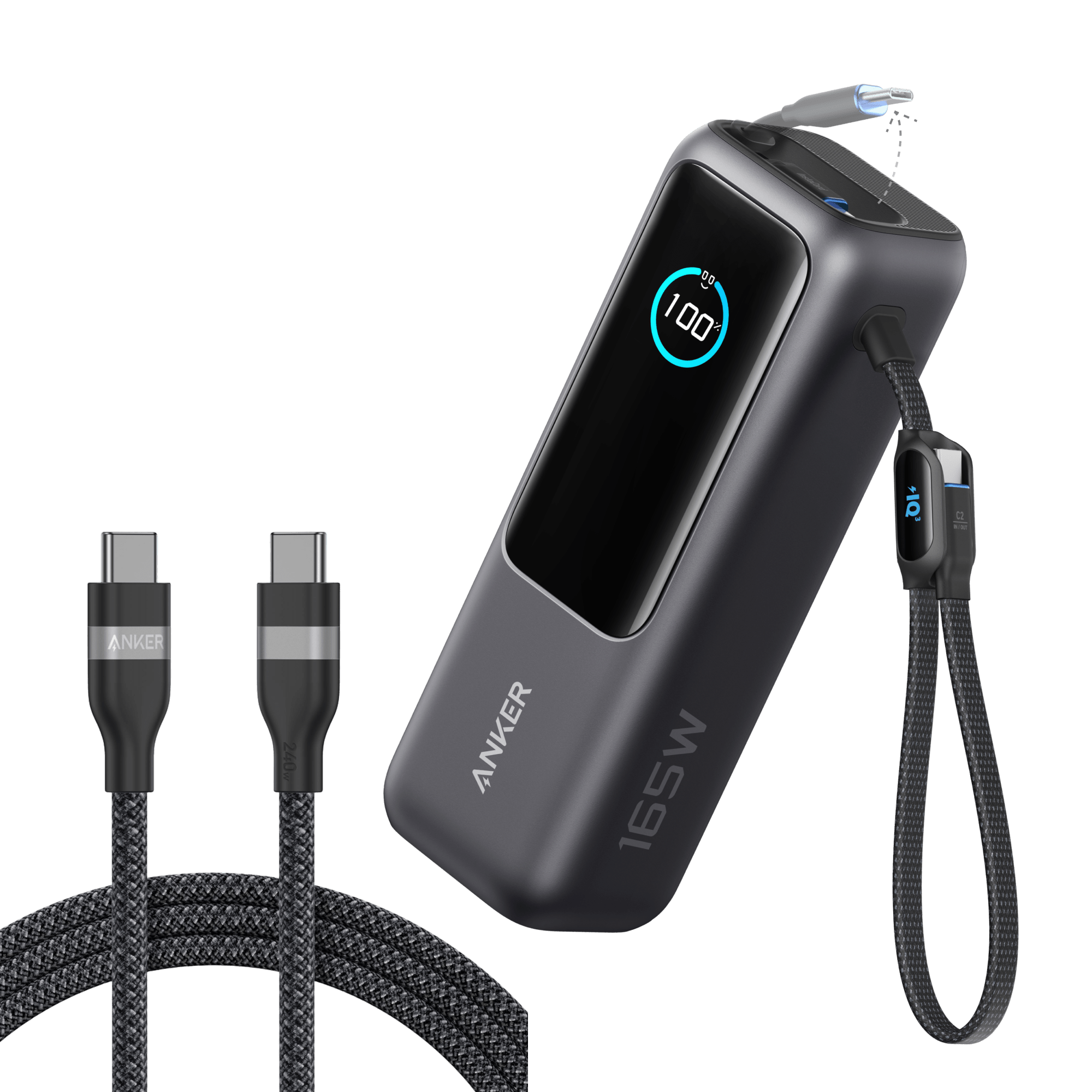 Anker Laptop Power Bank (25K, 165W, Built - In and Retractable Cables) - Black Girl Golf