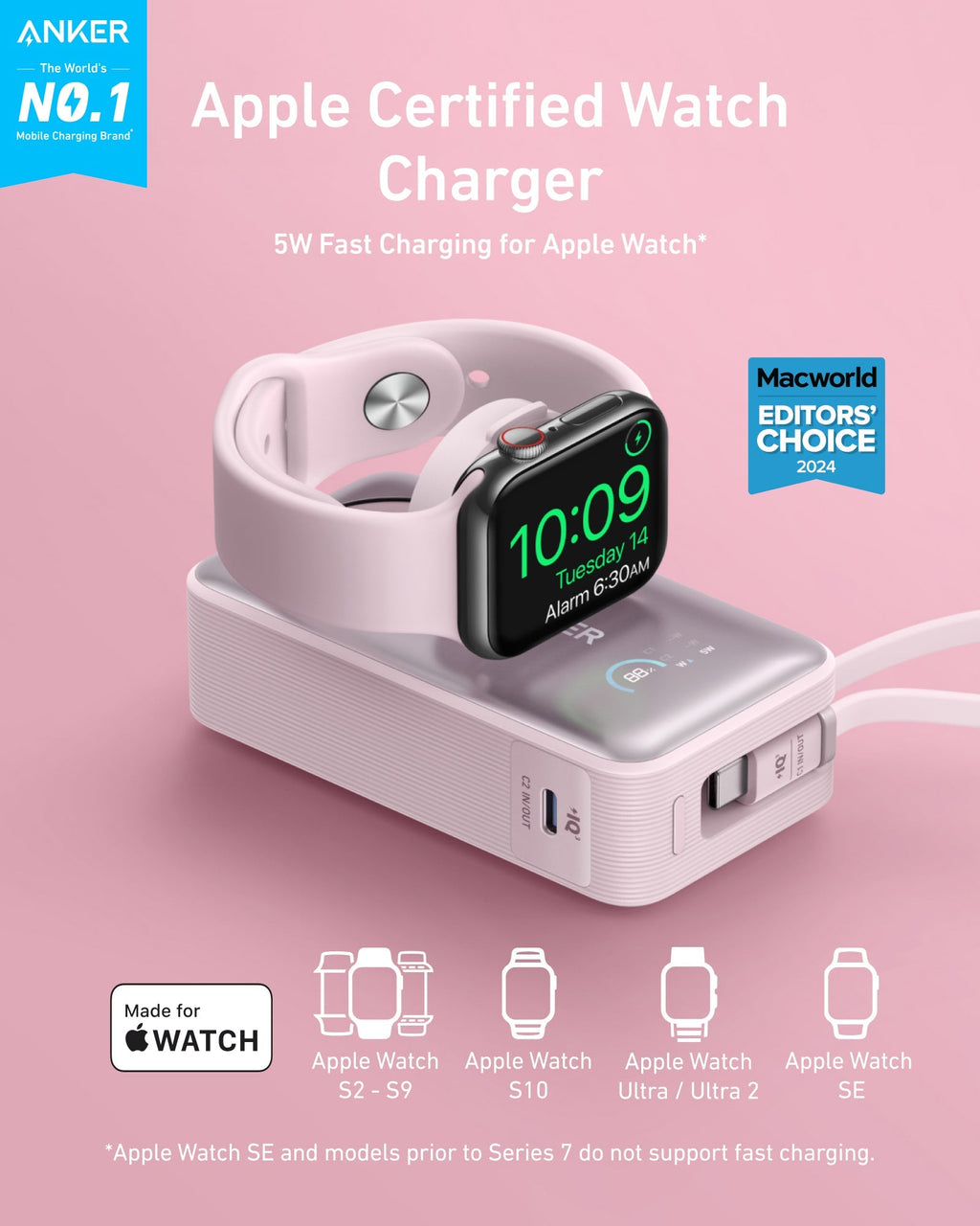 Anker MagGo Power Bank (10K, 35W, For Apple Watch) - Black Girl Golf