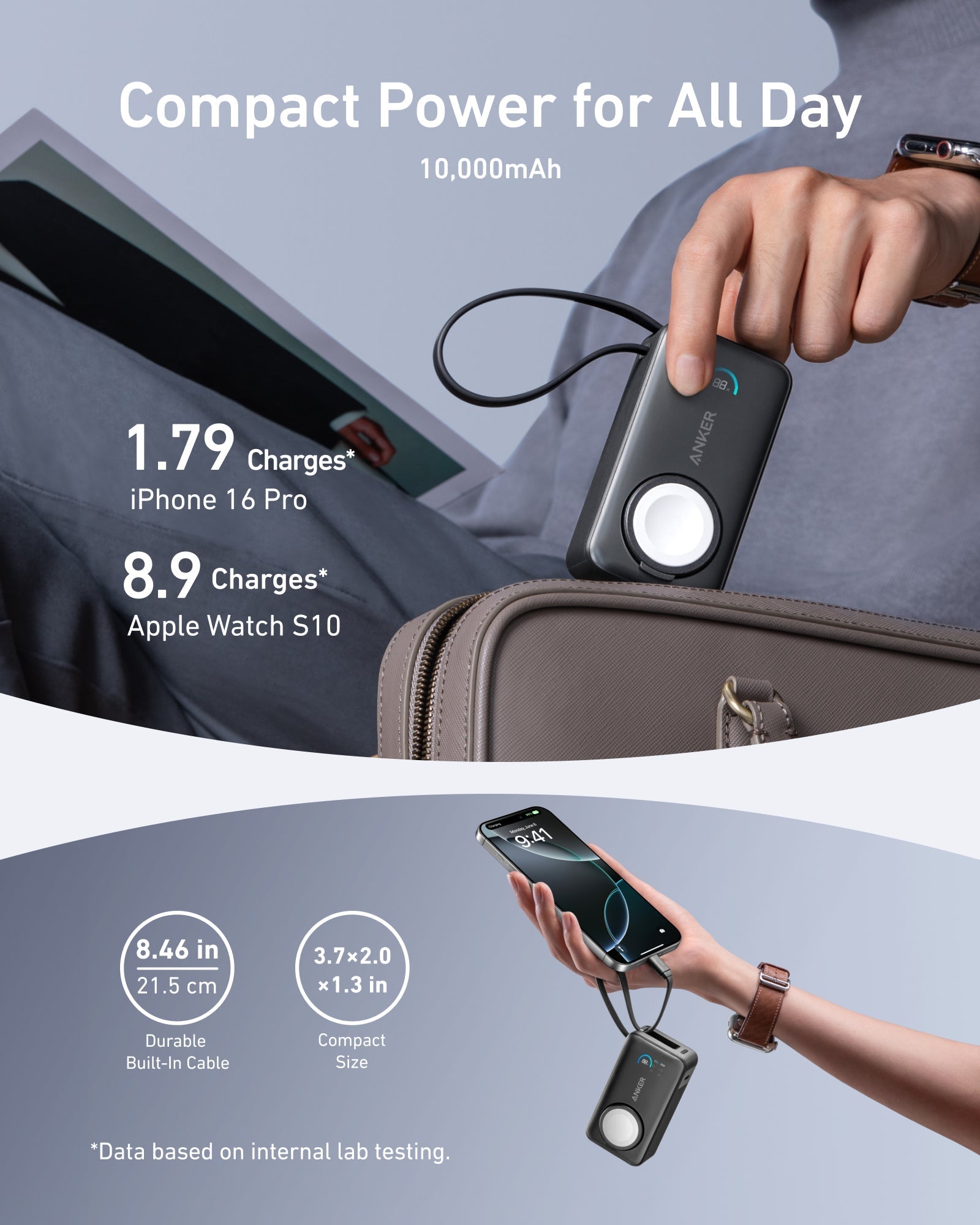 Anker MagGo Power Bank (10K, 35W, For Apple Watch) - Black Girl Golf