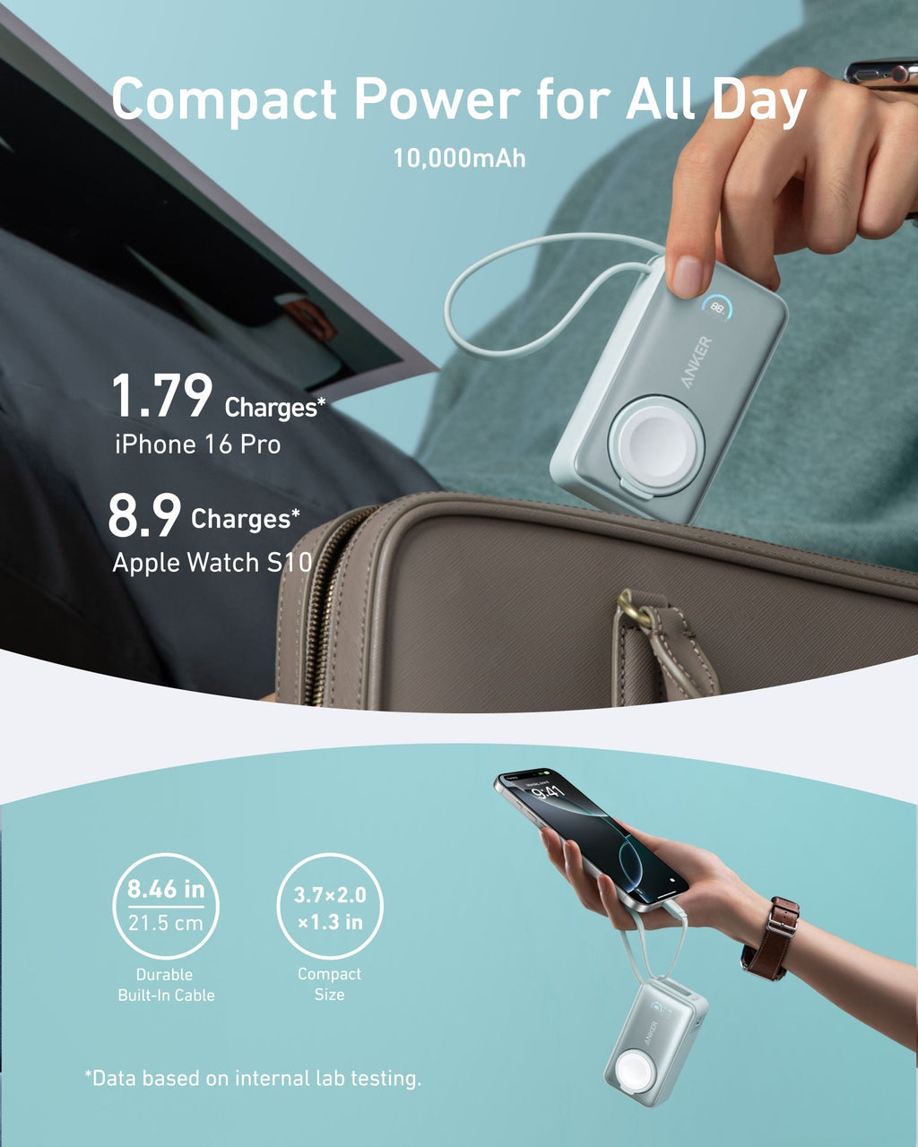 Anker MagGo Power Bank (10K, 35W, For Apple Watch) - Black Girl Golf