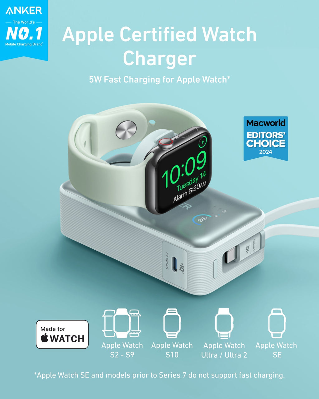 Anker MagGo Power Bank (10K, 35W, For Apple Watch) - Black Girl Golf