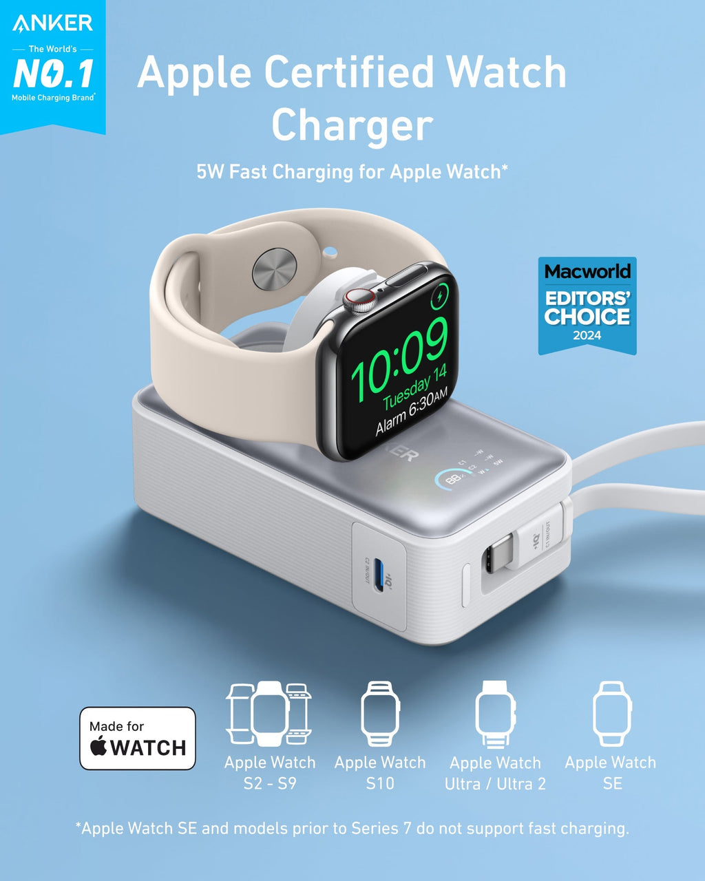 Anker MagGo Power Bank (10K, 35W, For Apple Watch) - Black Girl Golf