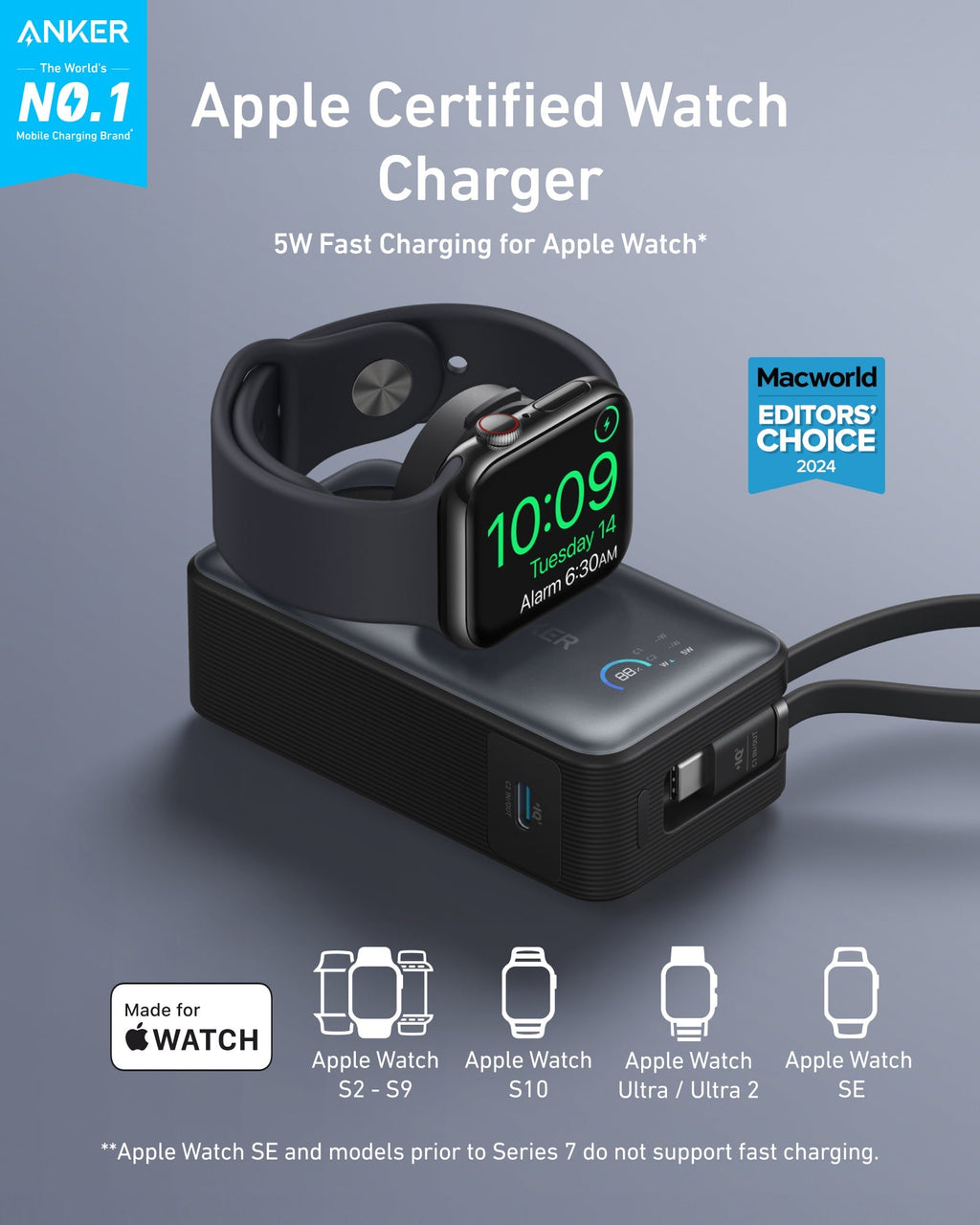Anker MagGo Power Bank (10K, 35W, For Apple Watch) - Black Girl Golf