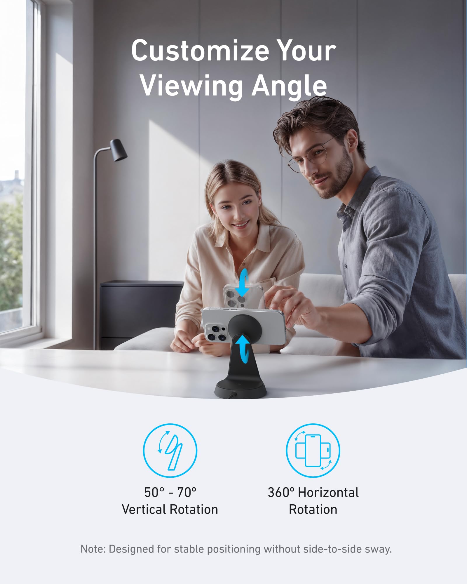 Anker MagGo Wireless Charger (2 - in - 1, Dock Stand) with USB - C Cable BOA - Black Girl Golf