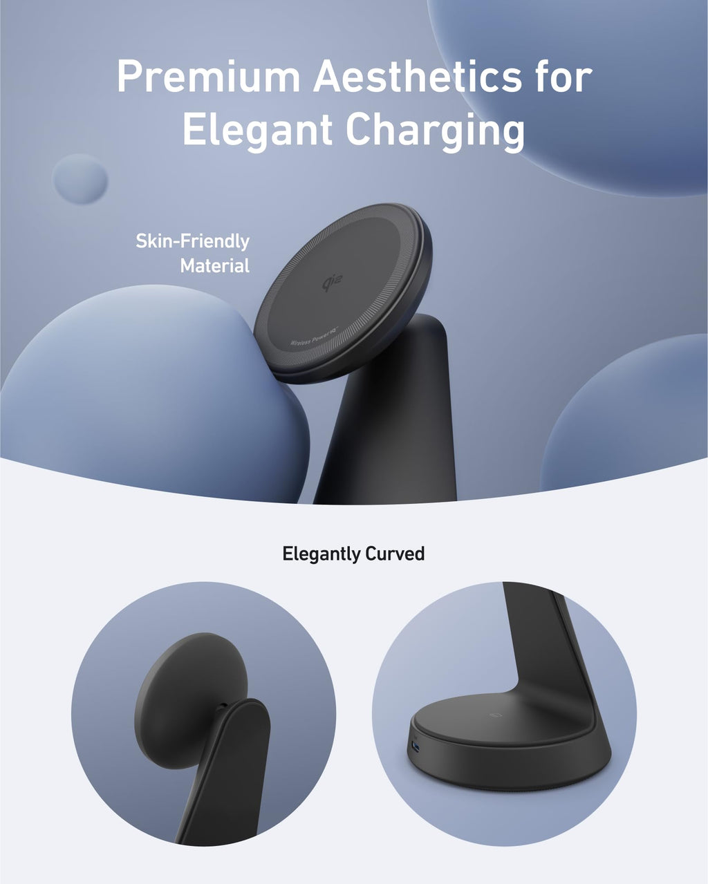 Anker MagGo Wireless Charger (2 - in - 1, Dock Stand) with USB - C Cable BOA - Black Girl Golf