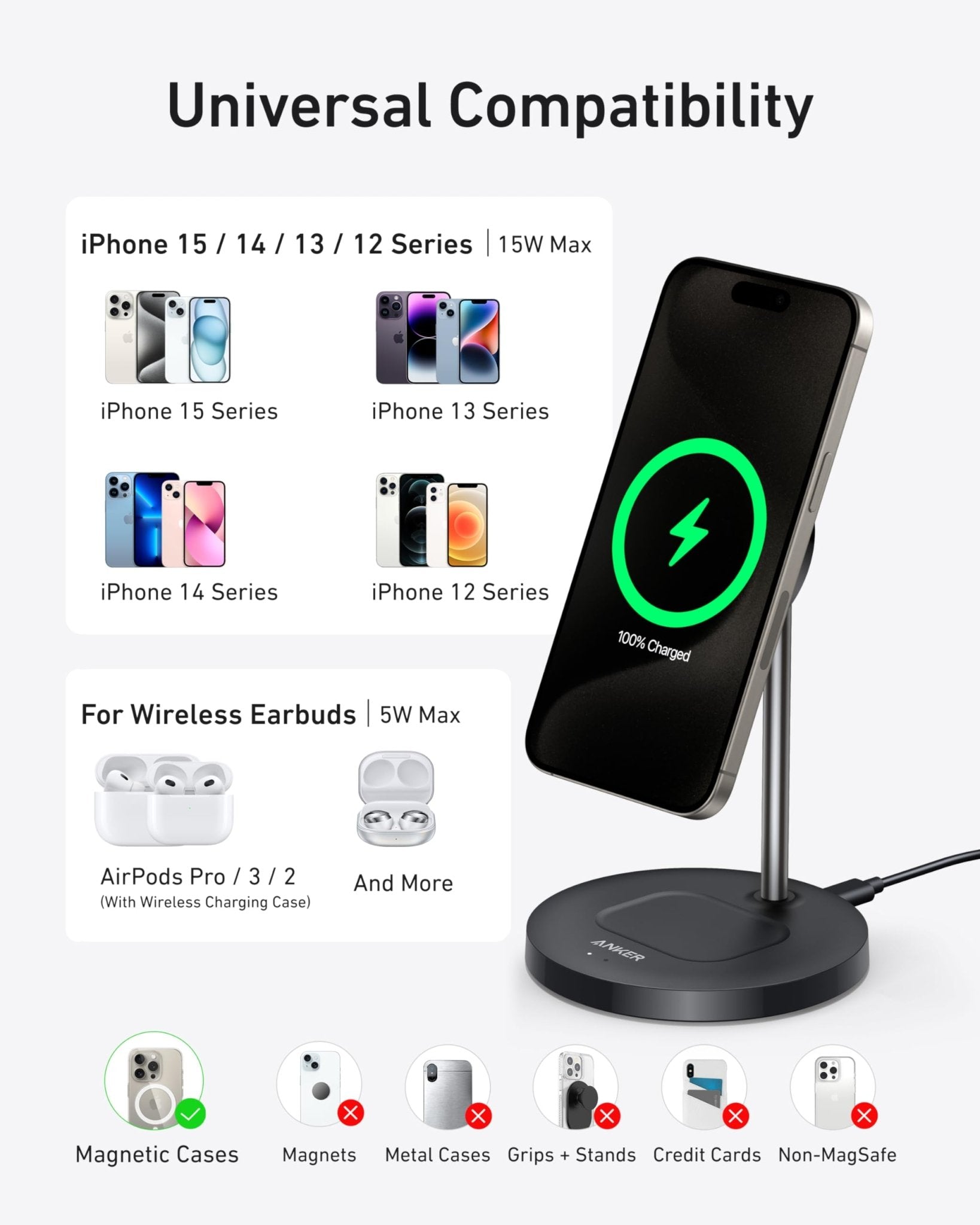 Anker MagGo Wireless Charger (2 - in - 1 Stand) BOA - Black Girl Golf