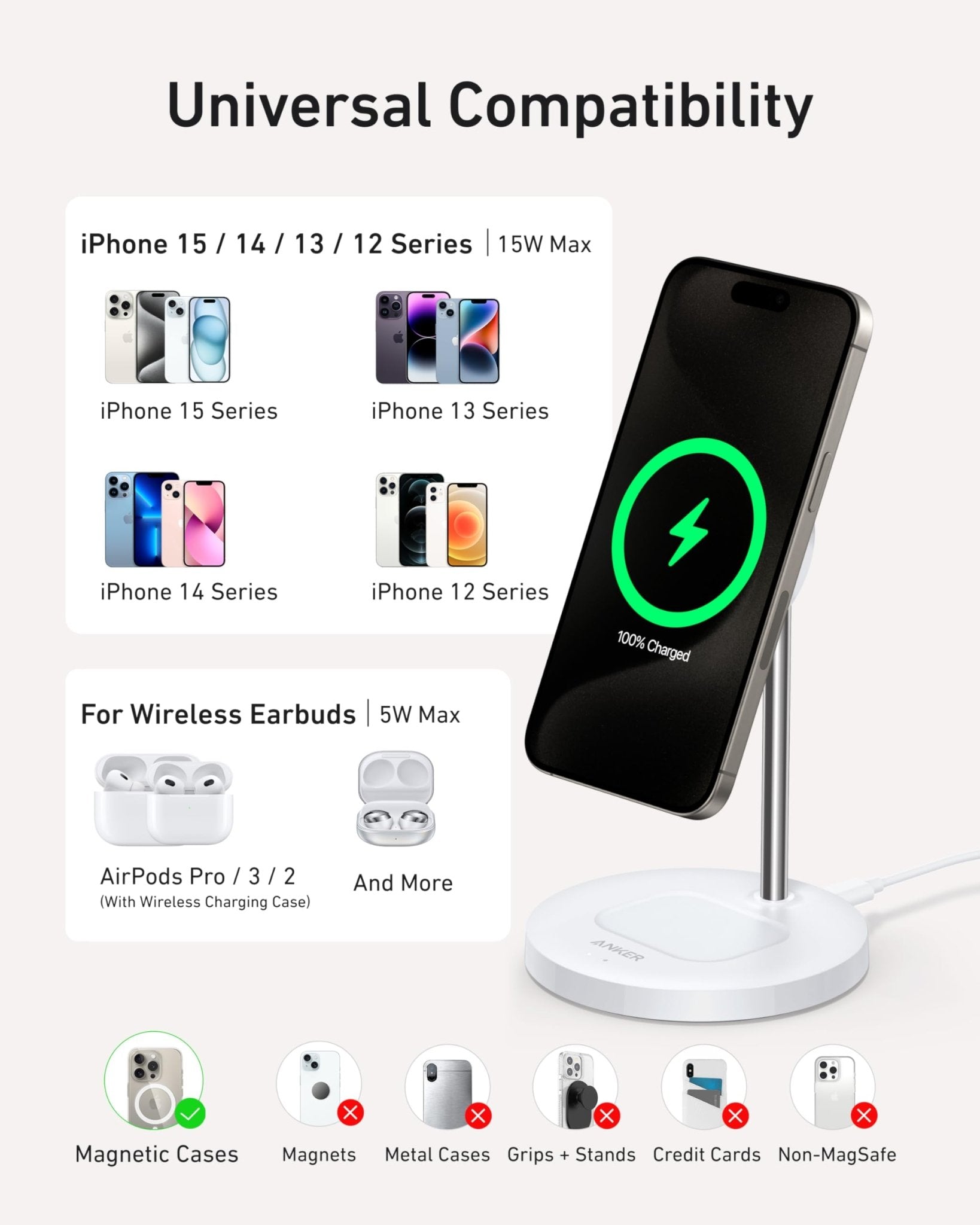 Anker MagGo Wireless Charger (2 - in - 1 Stand) BOA - Black Girl Golf