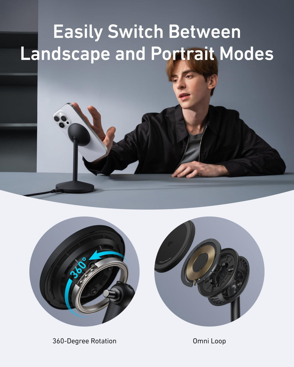 Anker MagGo Wireless Charger (Stand) with Adapter and Cable BOA - Black Girl Golf
