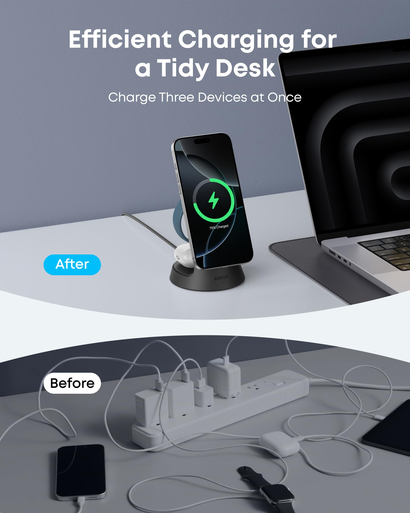 Anker MagGo Wireless Charging Station (3-in-1, Dock Stand) - Black Girl Golf