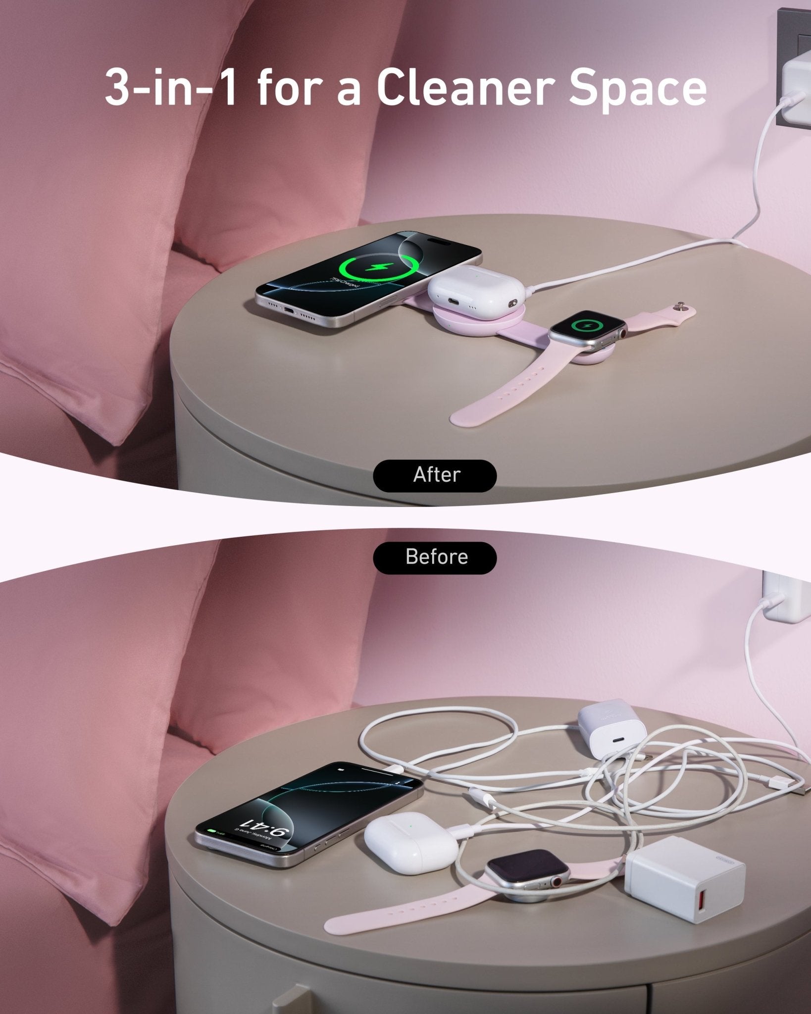 Anker MagGo Wireless Charging Station (3-in-1, Foldable Pad) - Black Girl Golf