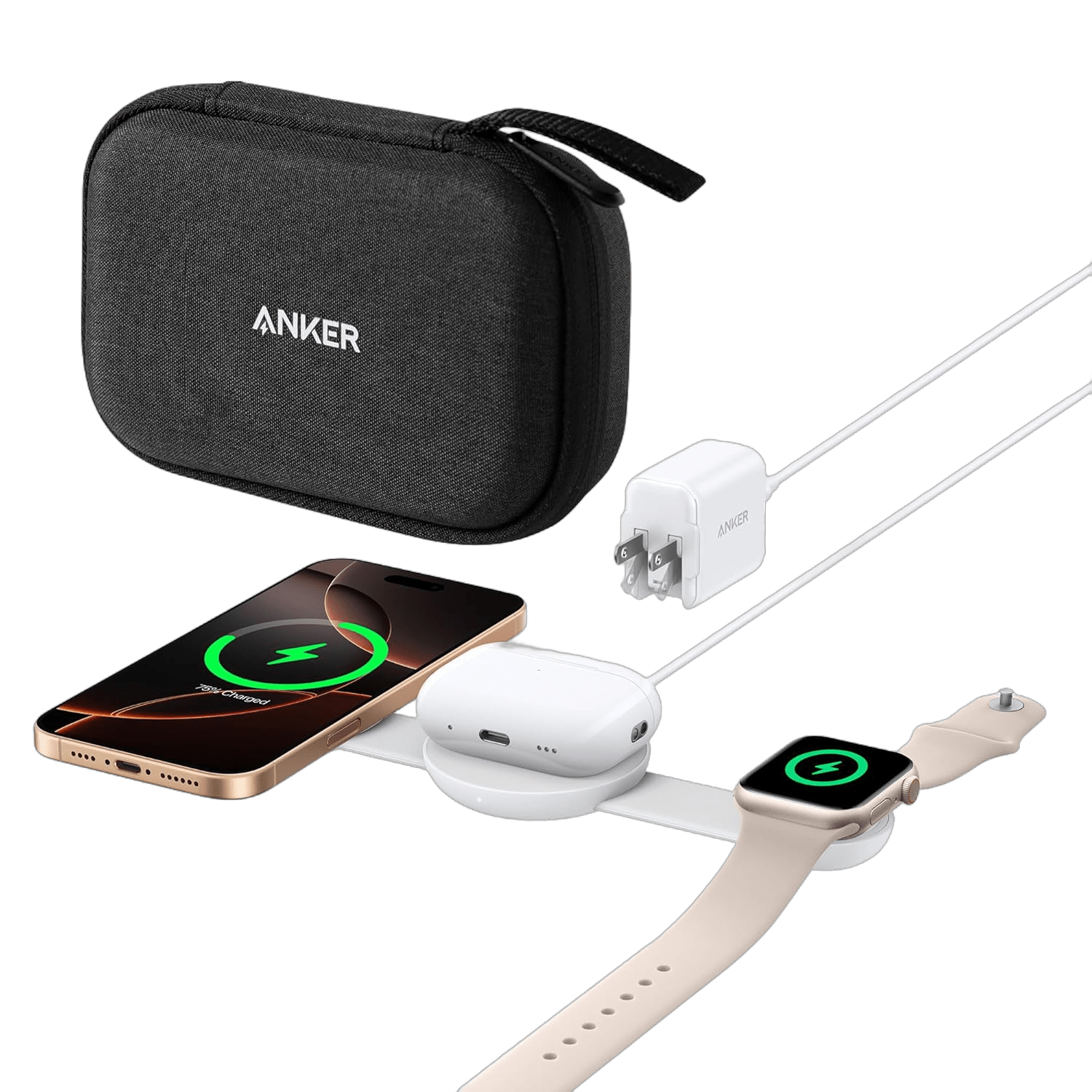 Anker MagGo Wireless Charging Station (3-in-1, Foldable Pad) - Black Girl Golf