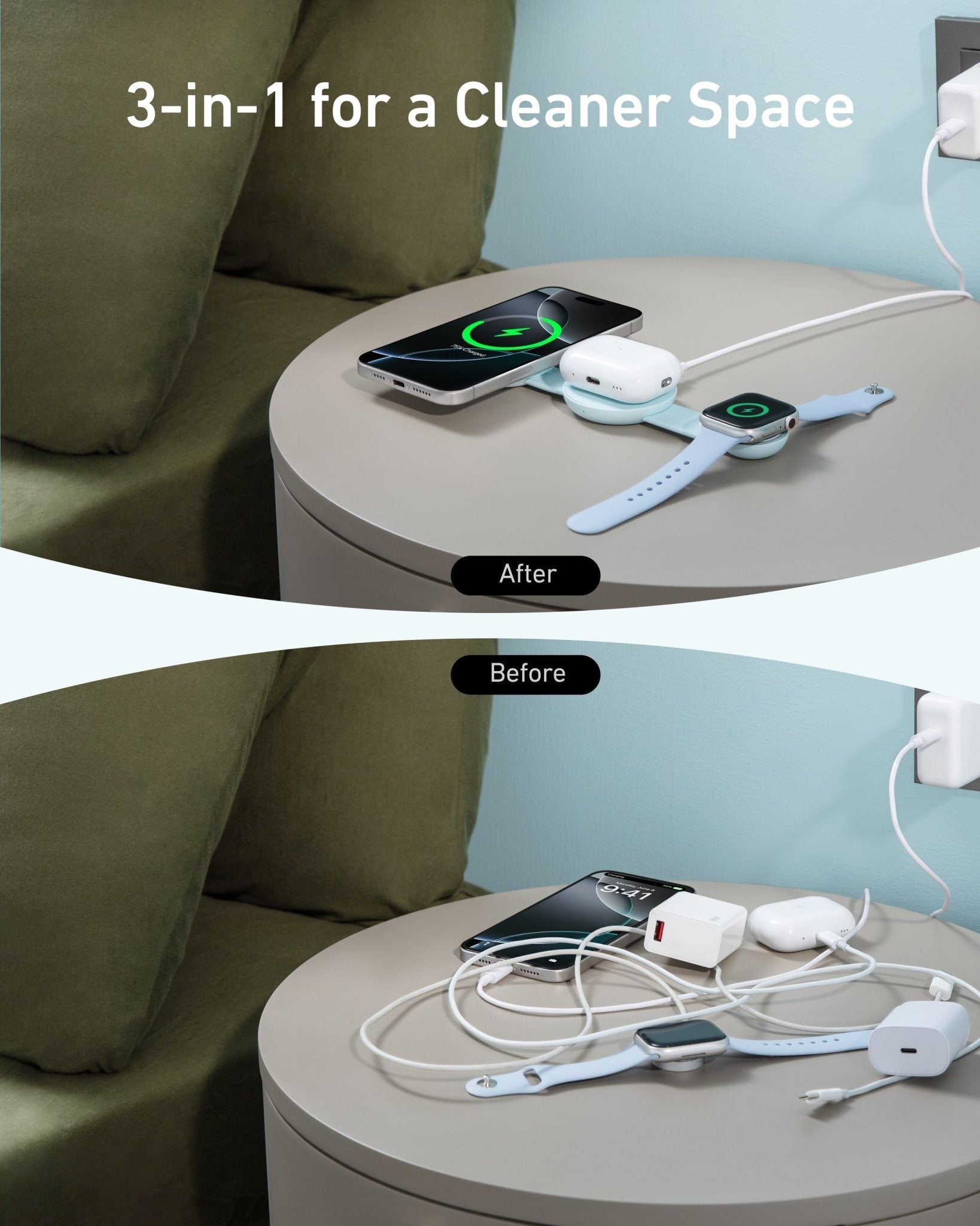 Anker MagGo Wireless Charging Station (3-in-1, Foldable Pad) - Black Girl Golf