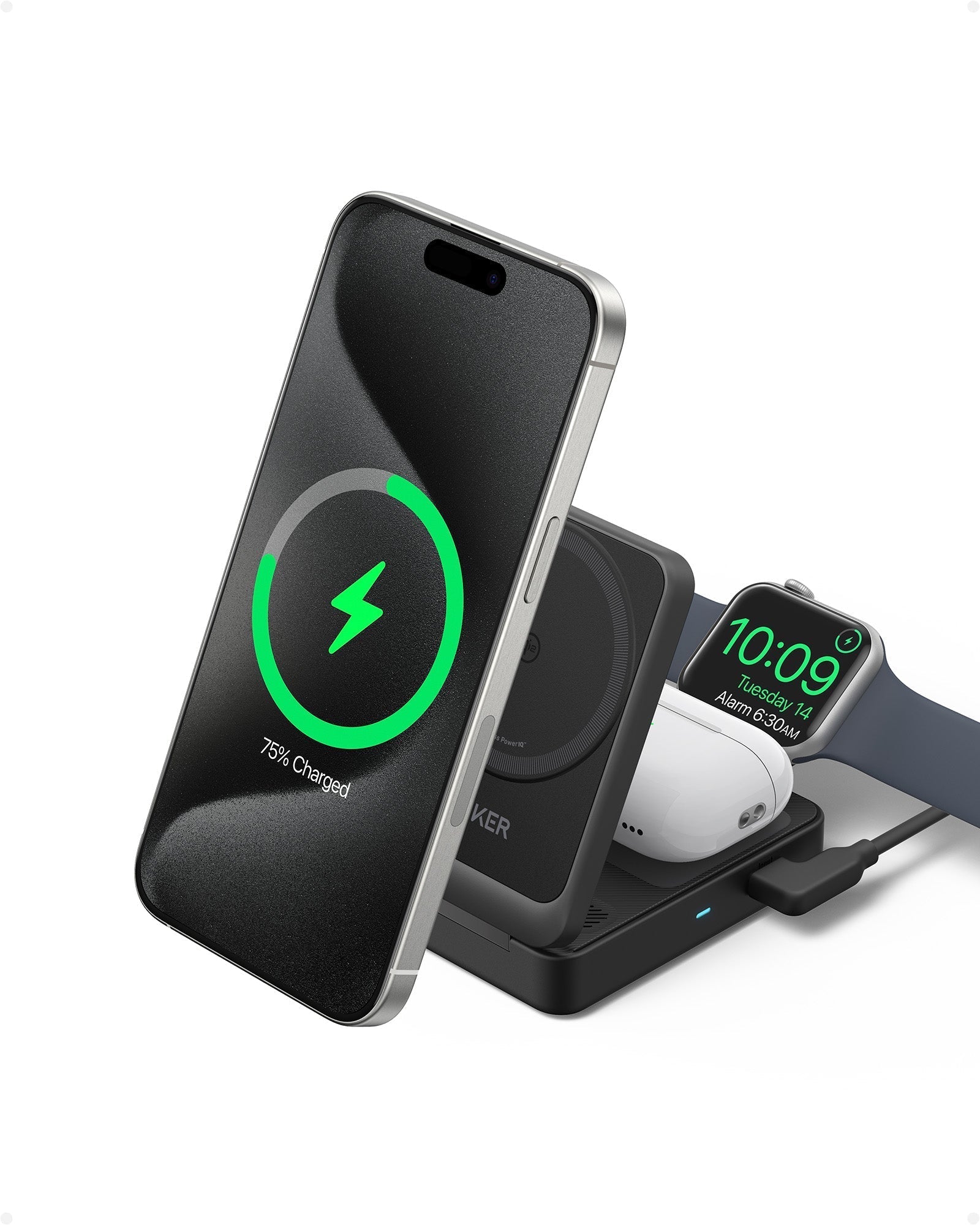 Anker MagGo Wireless Charging Station (Foldable 3 - in - 1) - Black Girl Golf