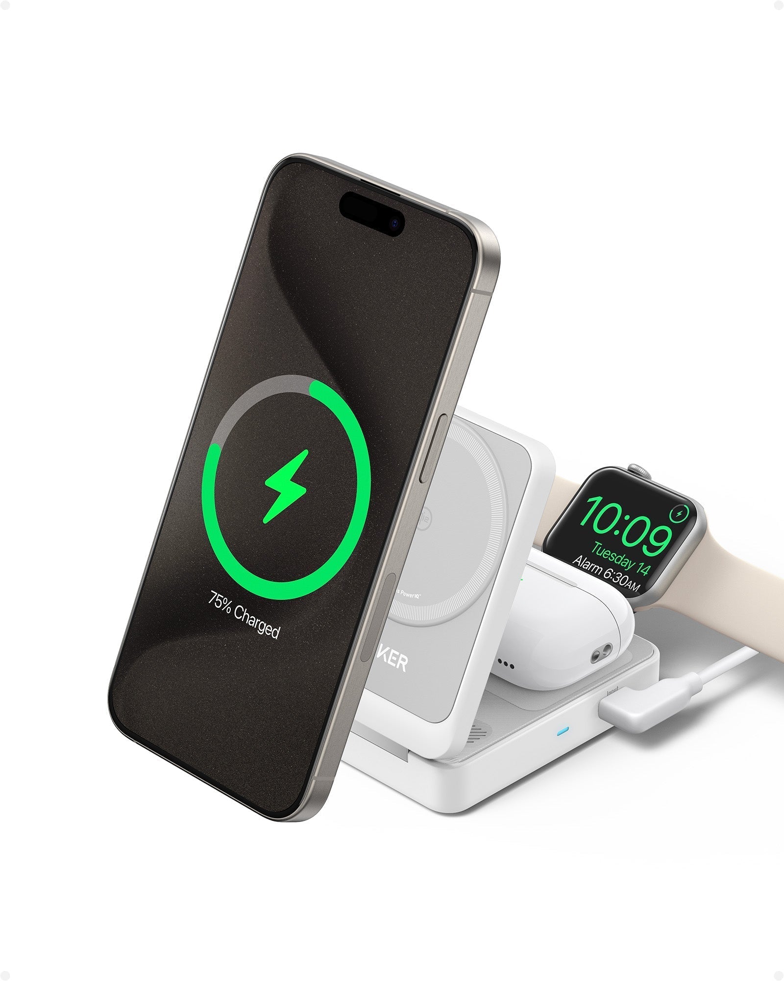 Anker MagGo Wireless Charging Station (Foldable 3 - in - 1) - Black Girl Golf