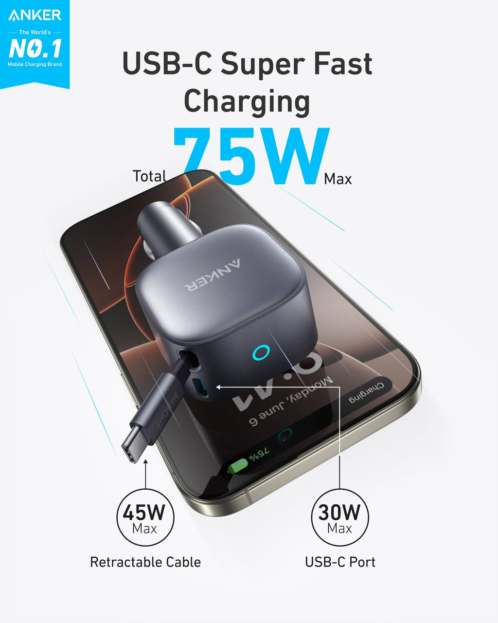 Anker Nano 75W Car Charger - Black Girl Golf