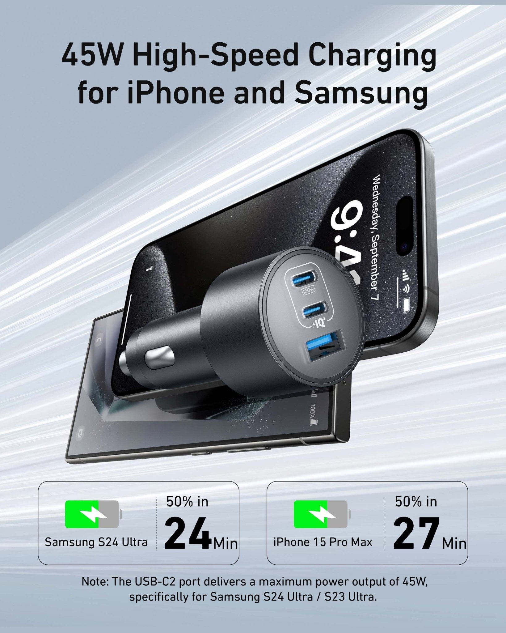 Anker Nano Car Charger (167.5W, 3 Ports) - Black Girl Golf