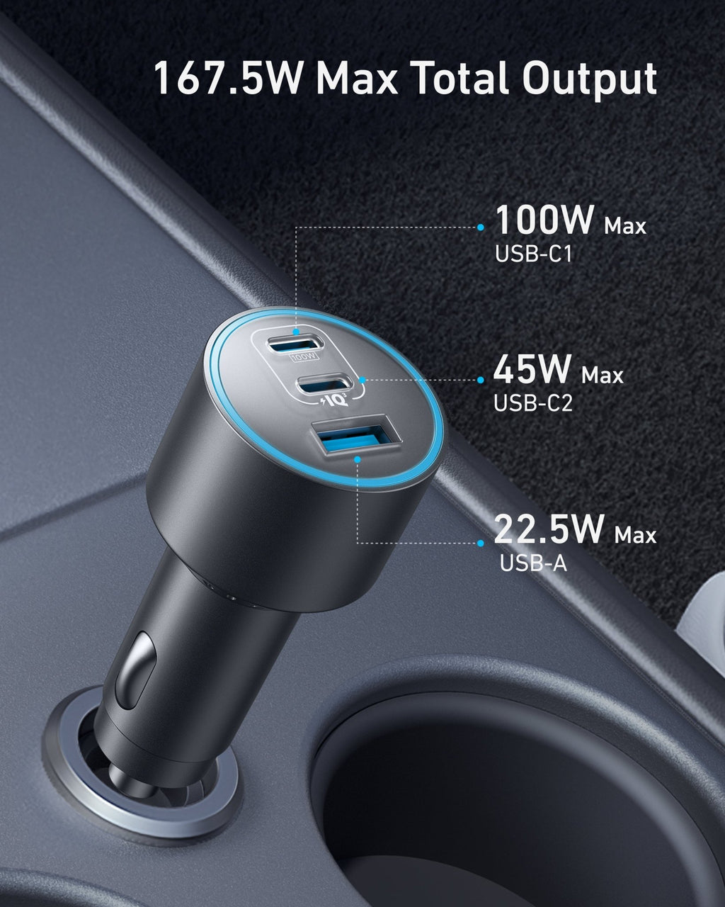 Anker Nano Car Charger (167.5W, 3 Ports) - Black Girl Golf