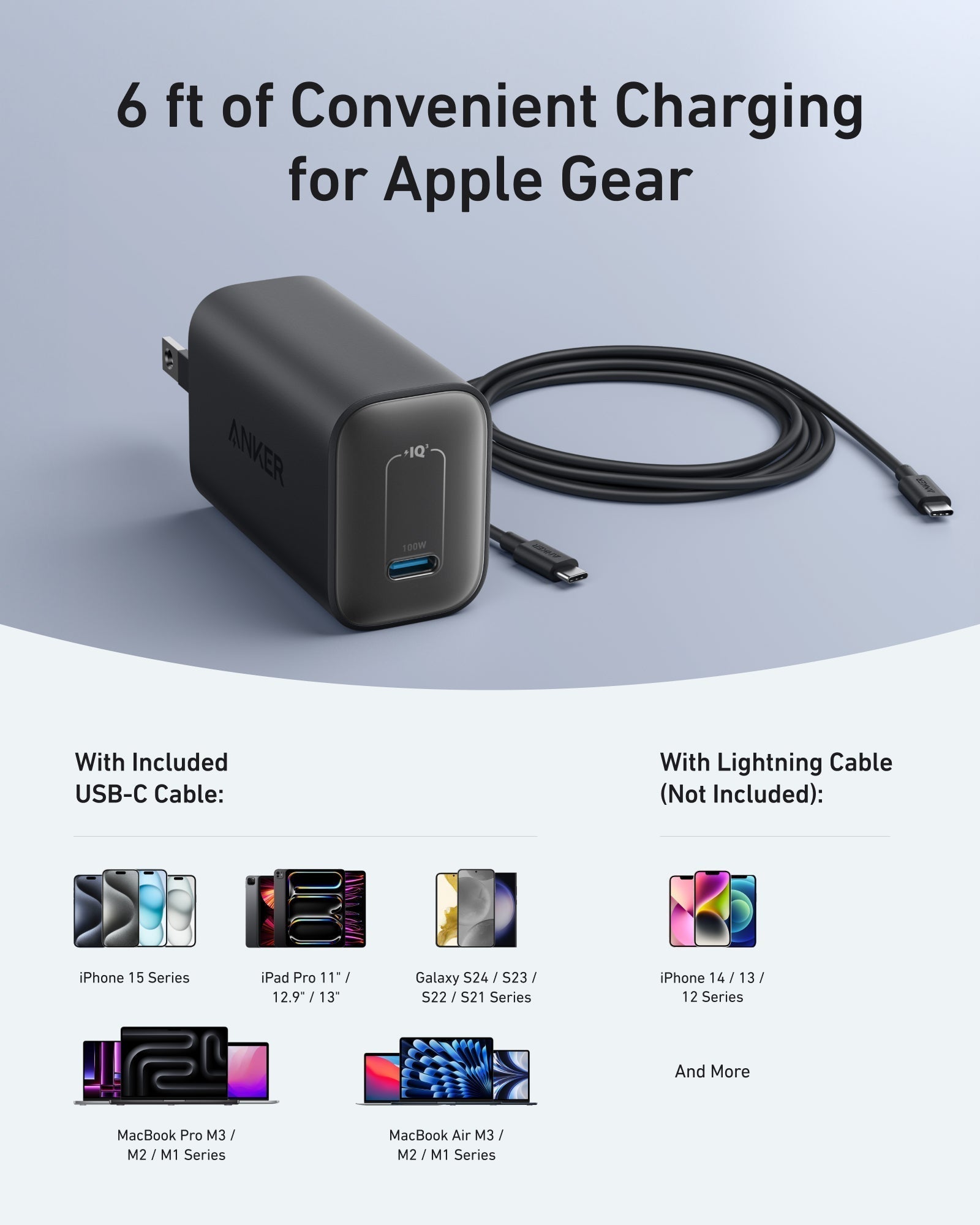 Anker Nano Charger (100W) with USB - C Cable - Black Girl Golf