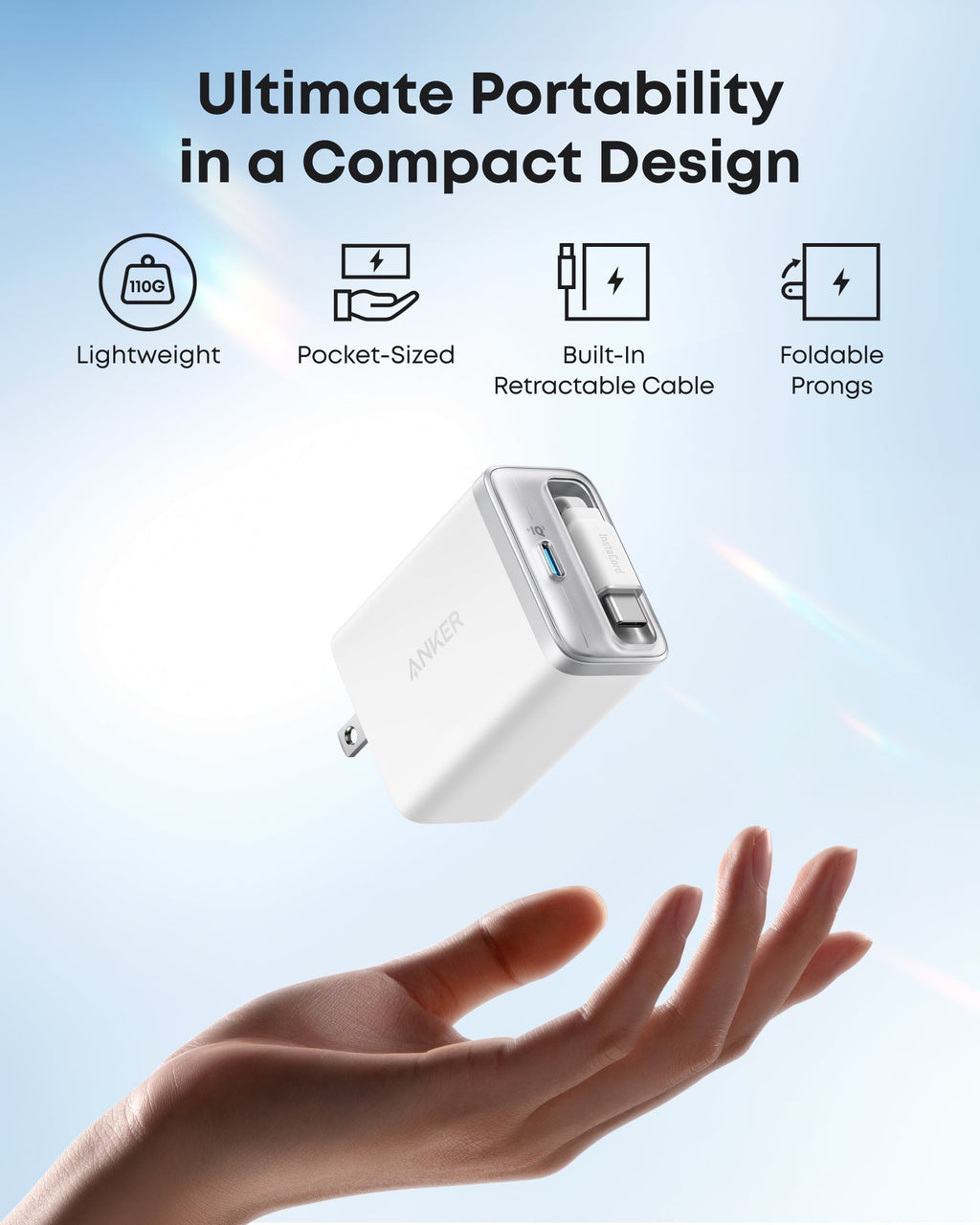 Anker Nano Charger (35W, Built - In Retractable USB - C Cable) - Black Girl Golf