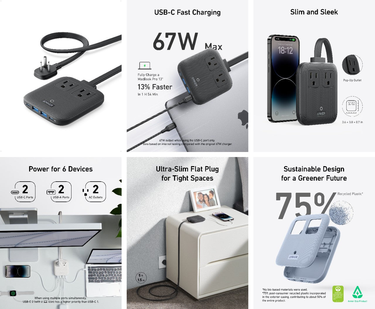 Anker Nano Charging Station (6 - in - 1, 67W) - Black Girl Golf