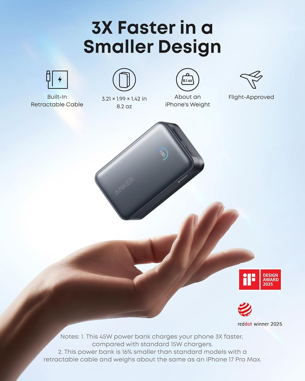 Anker Nano Power Bank (10K, 45W, Built-In Retractable USB-C Cable) - Black Girl Golf