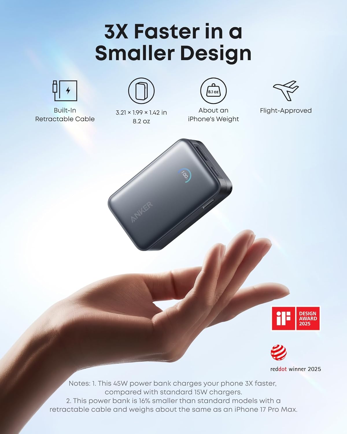Anker Nano Power Bank (10K, 45W, Built-In Retractable USB-C Cable) - Black Girl Golf