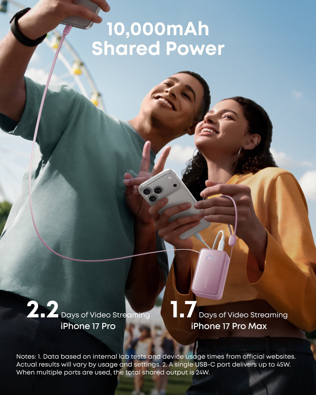 Anker Nano Power Bank (10K, 45W, Built-In Retractable USB-C Cable) - Black Girl Golf