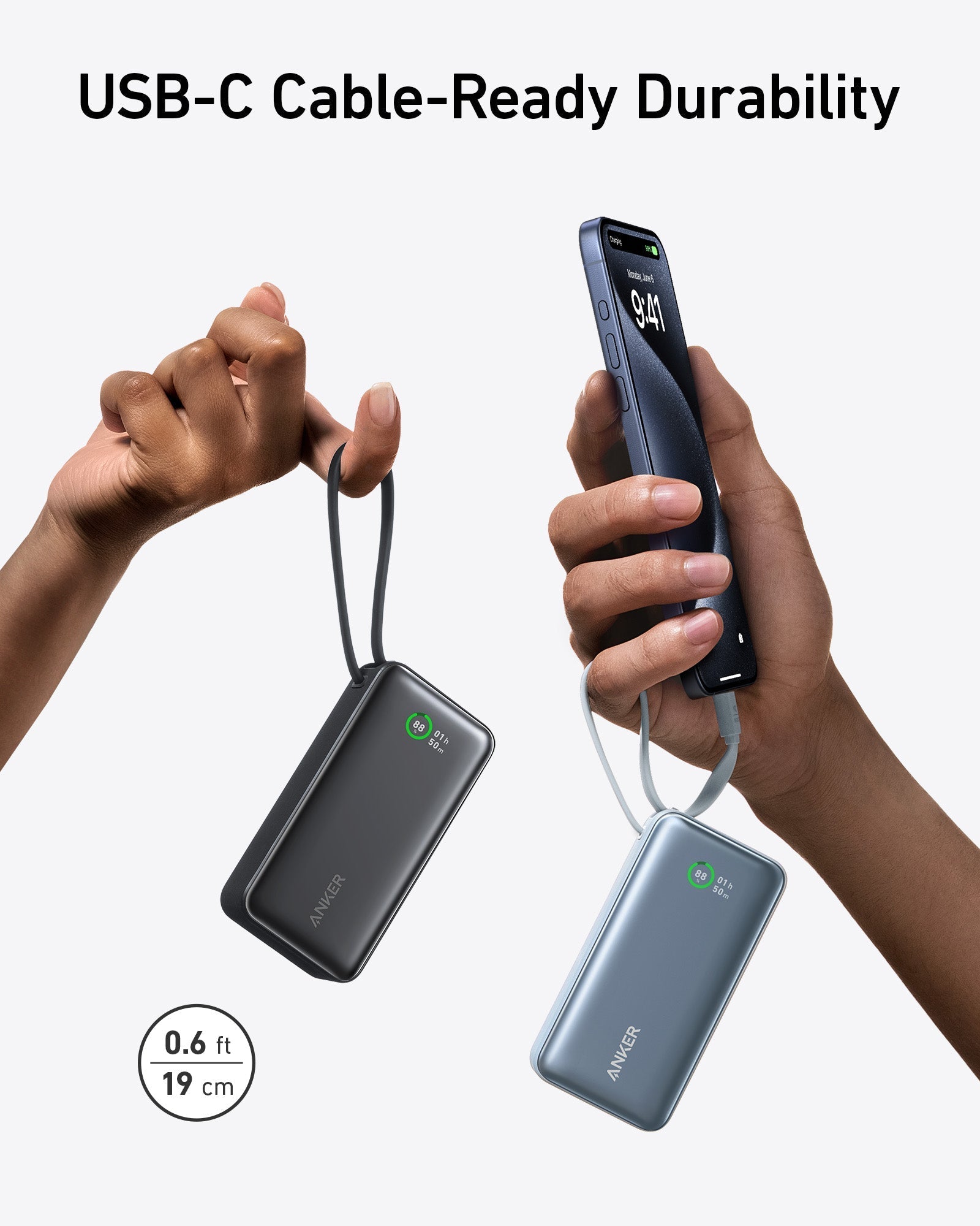 Anker Nano Power Bank (30W, Built - In USB - C Cable) - Black Girl Golf