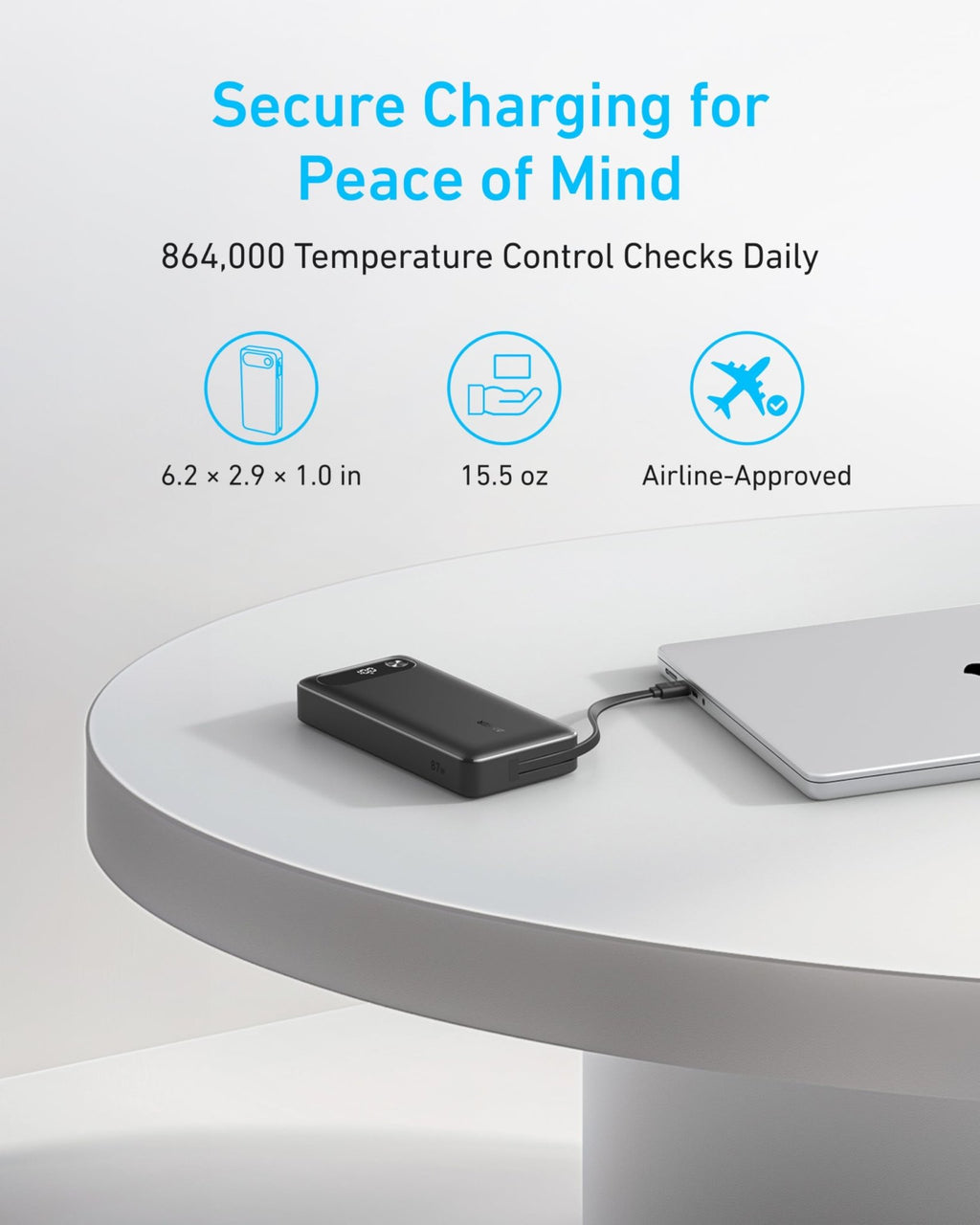 Anker Power Bank (20K, 87W, Built - In USB - C Cable) - Black Girl Golf