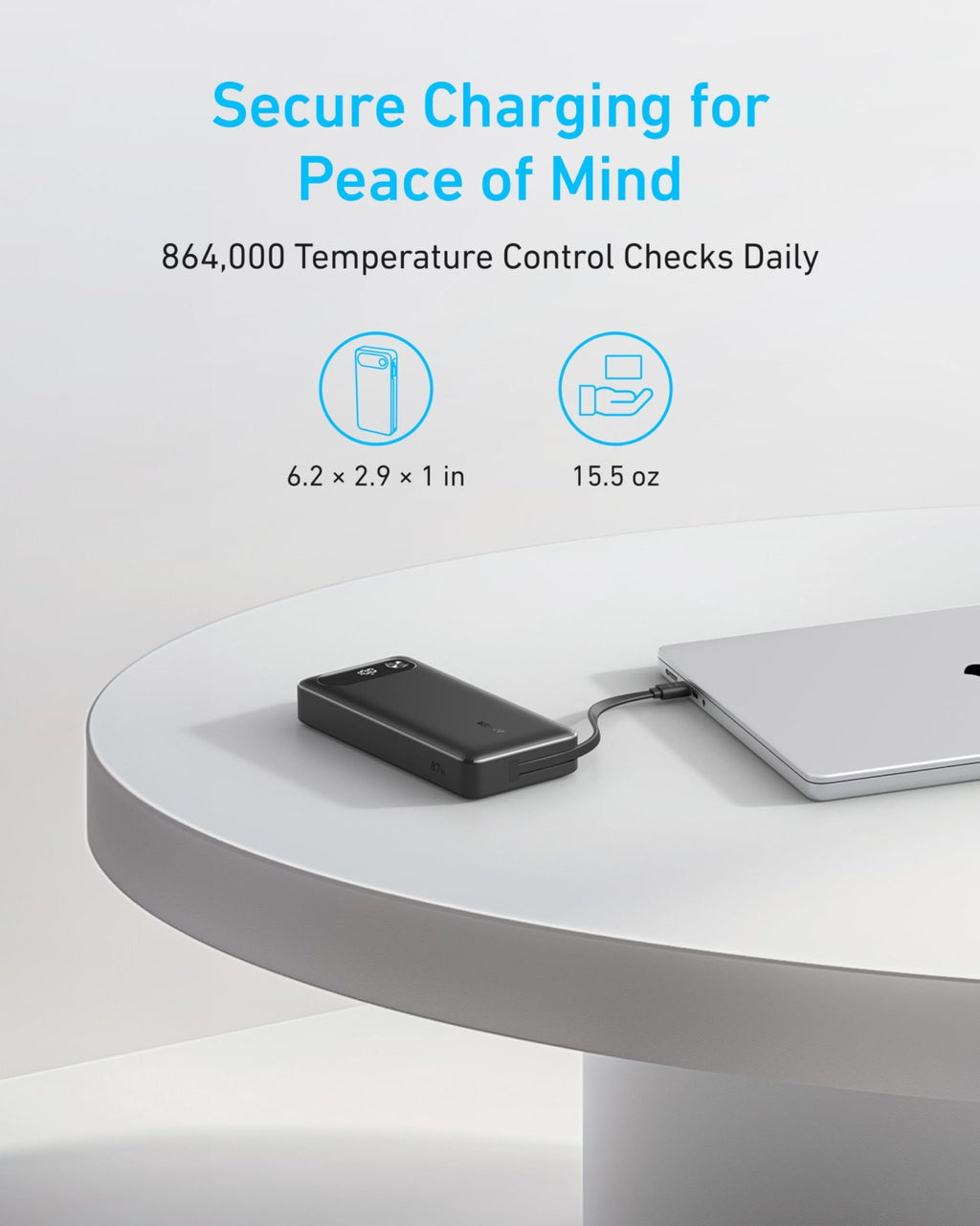 Anker Power Bank (20K, 87W, Built - In USB - C Cable) - Black Girl Golf