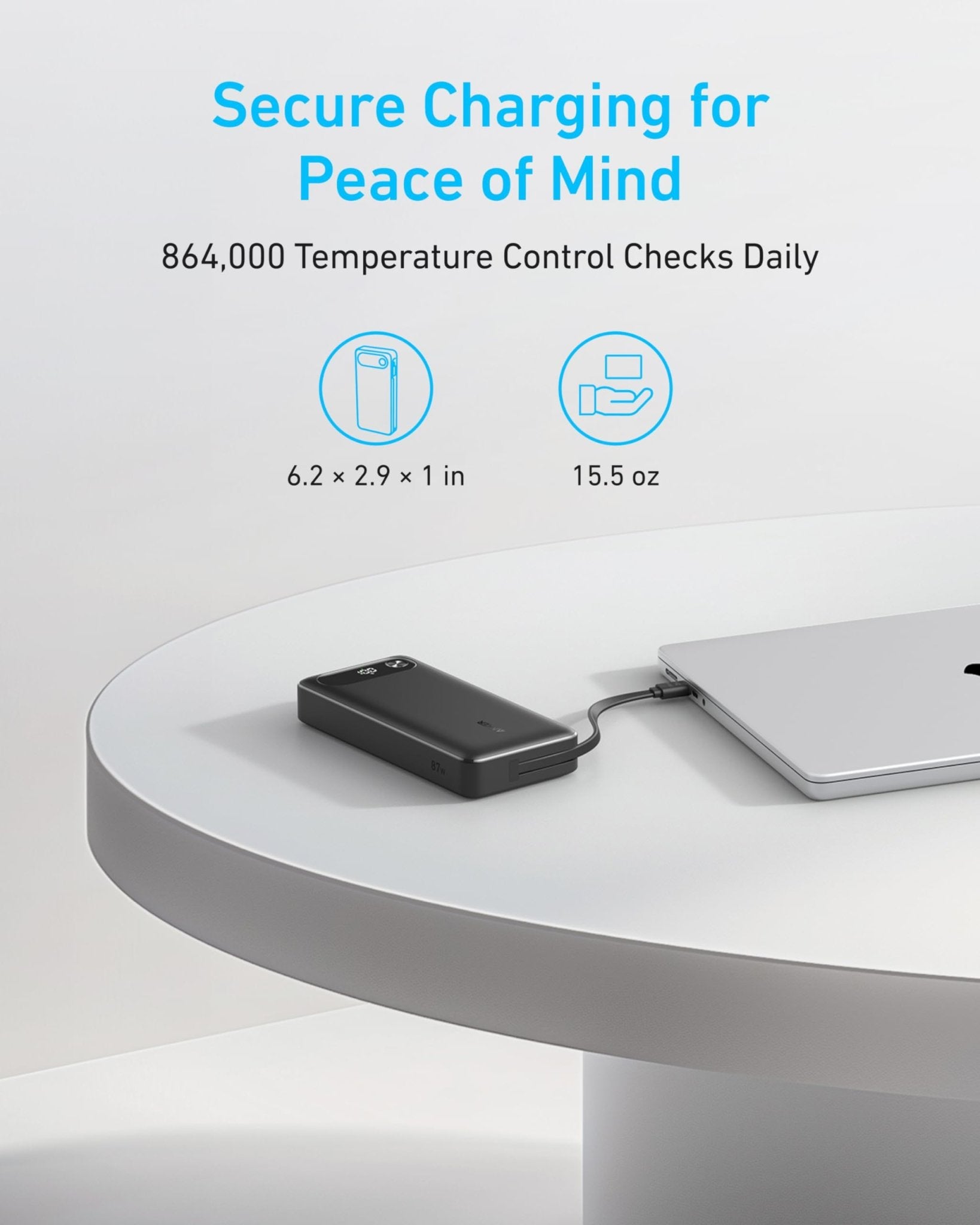 Anker Power Bank (20K, 87W, Built - In USB - C Cable) - Black Girl Golf