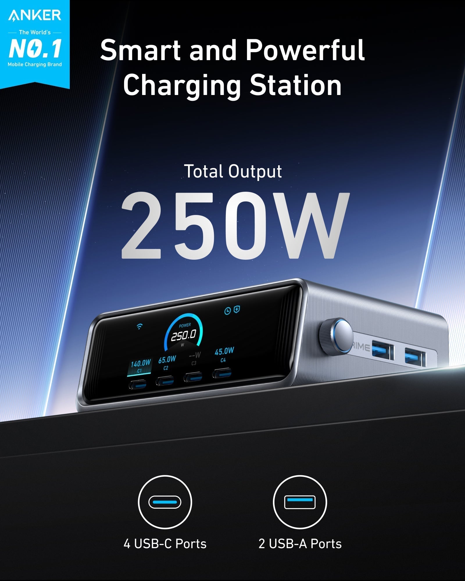 Anker Prime Charger (250W, 6 Ports, GaNPrime) - Black Girl Golf