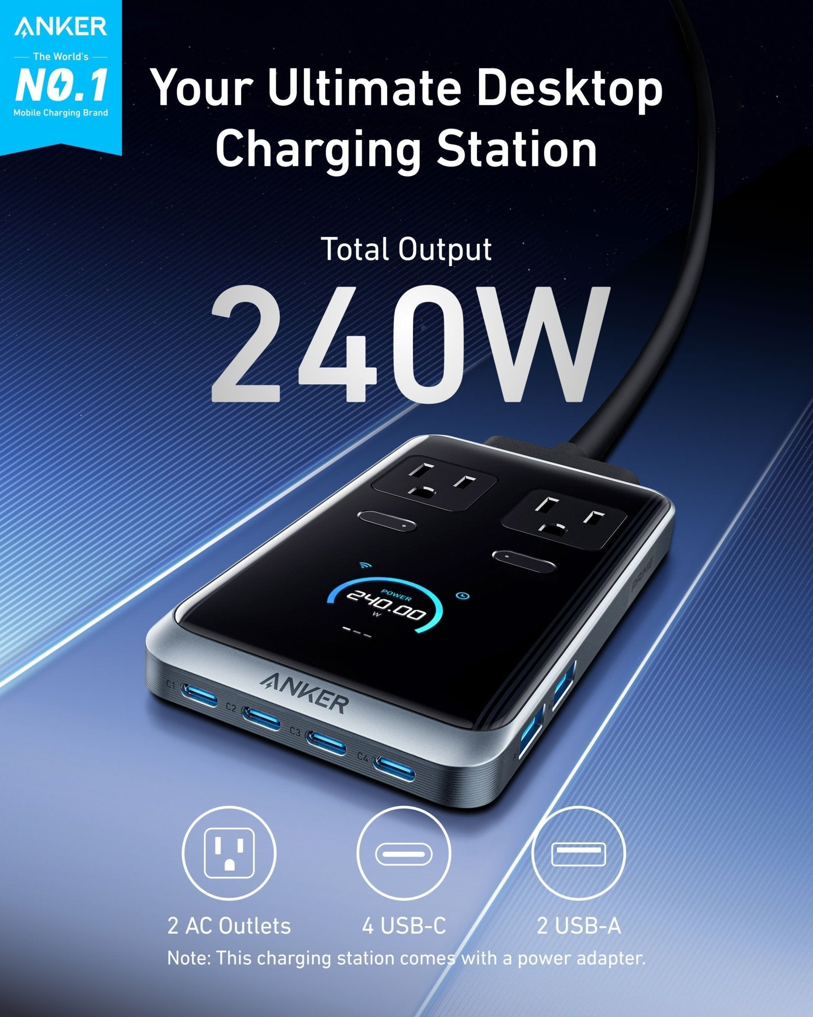 Anker Prime Charging Station (8 - in - 1, 240W) - Black Girl Golf