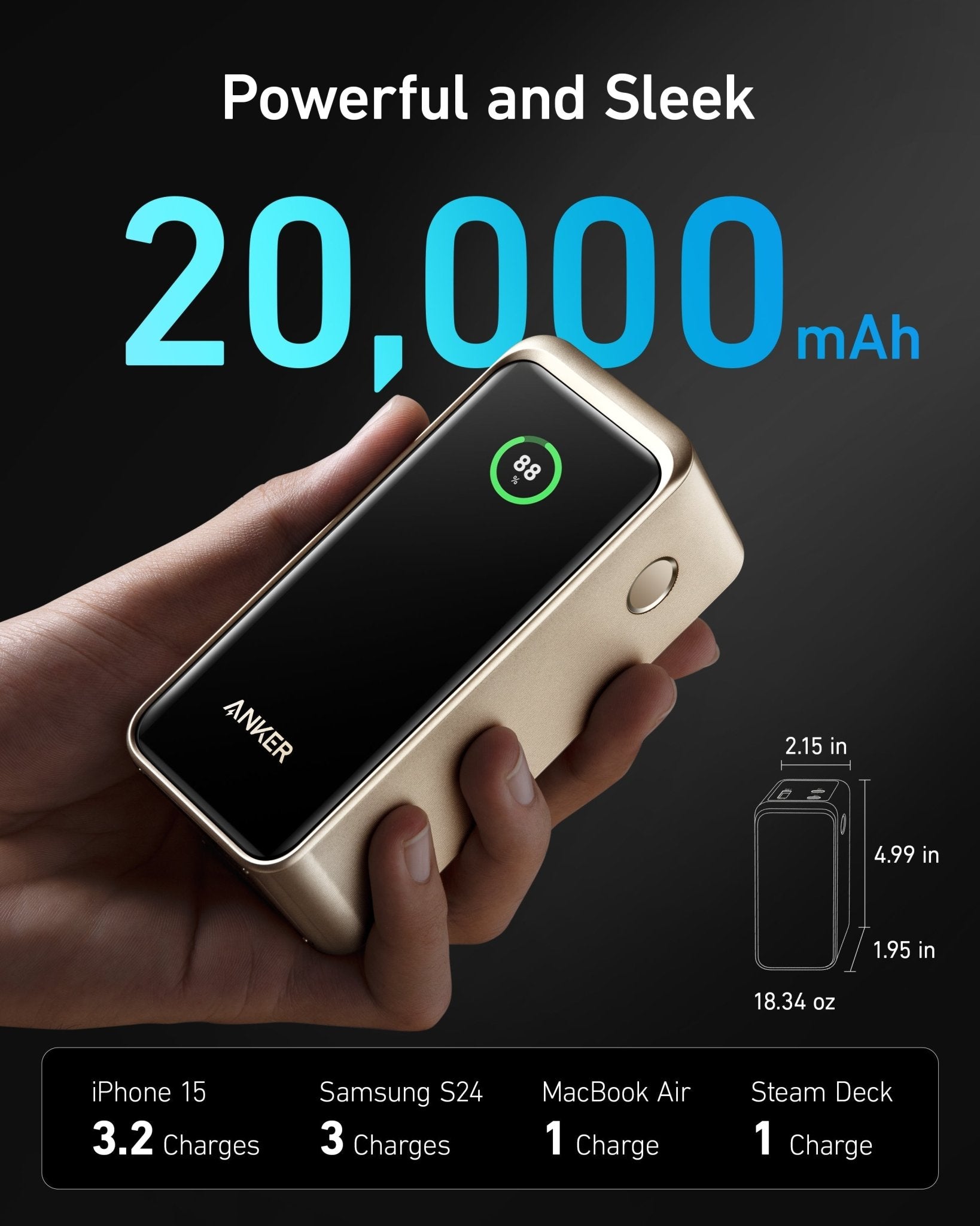 Anker Prime Power Bank (20K, 200W) - Black Girl Golf