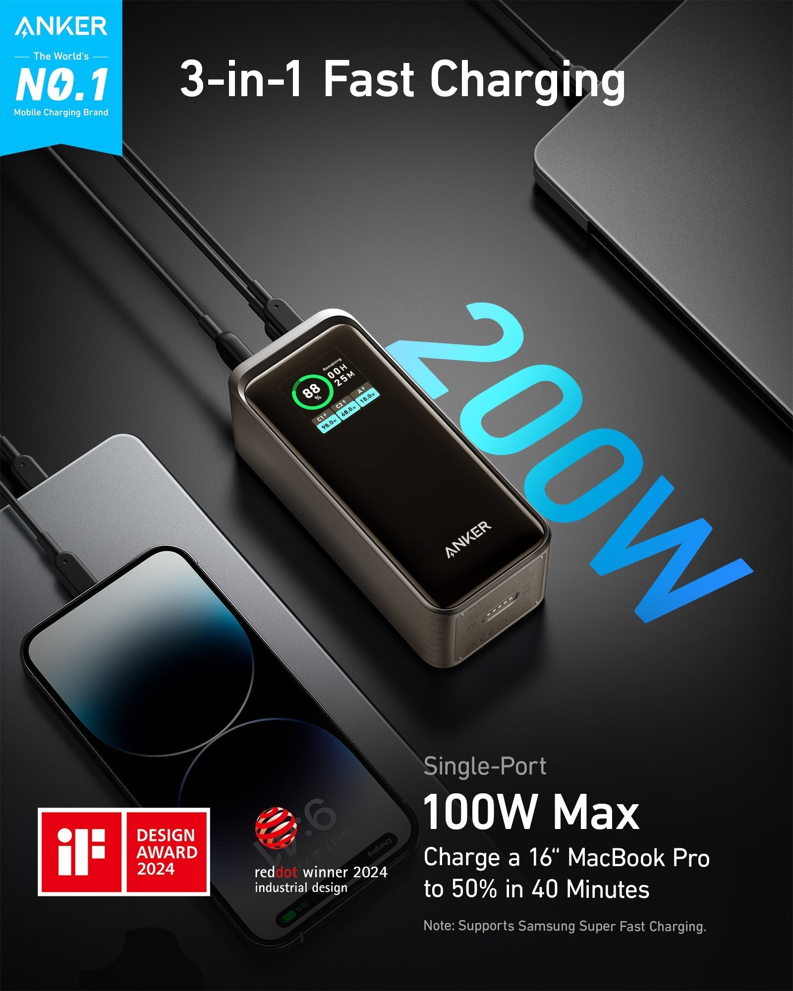 Anker Prime Power Bank (20K, 200W) - Black Girl Golf