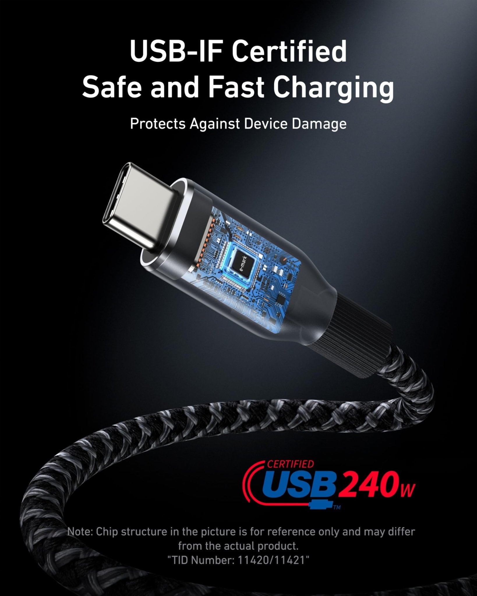 Anker Prime USB - C to USB - C Cable (240W, Upcycled - Braided) - Black Girl Golf
