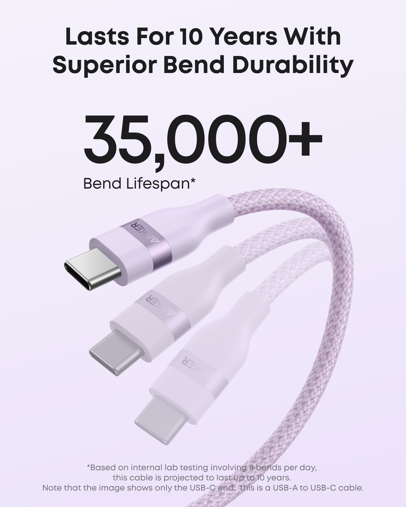 Anker USB - A to USB - C Cable (3 ft/6 ft, Upcycled - Braided) - Black Girl Golf