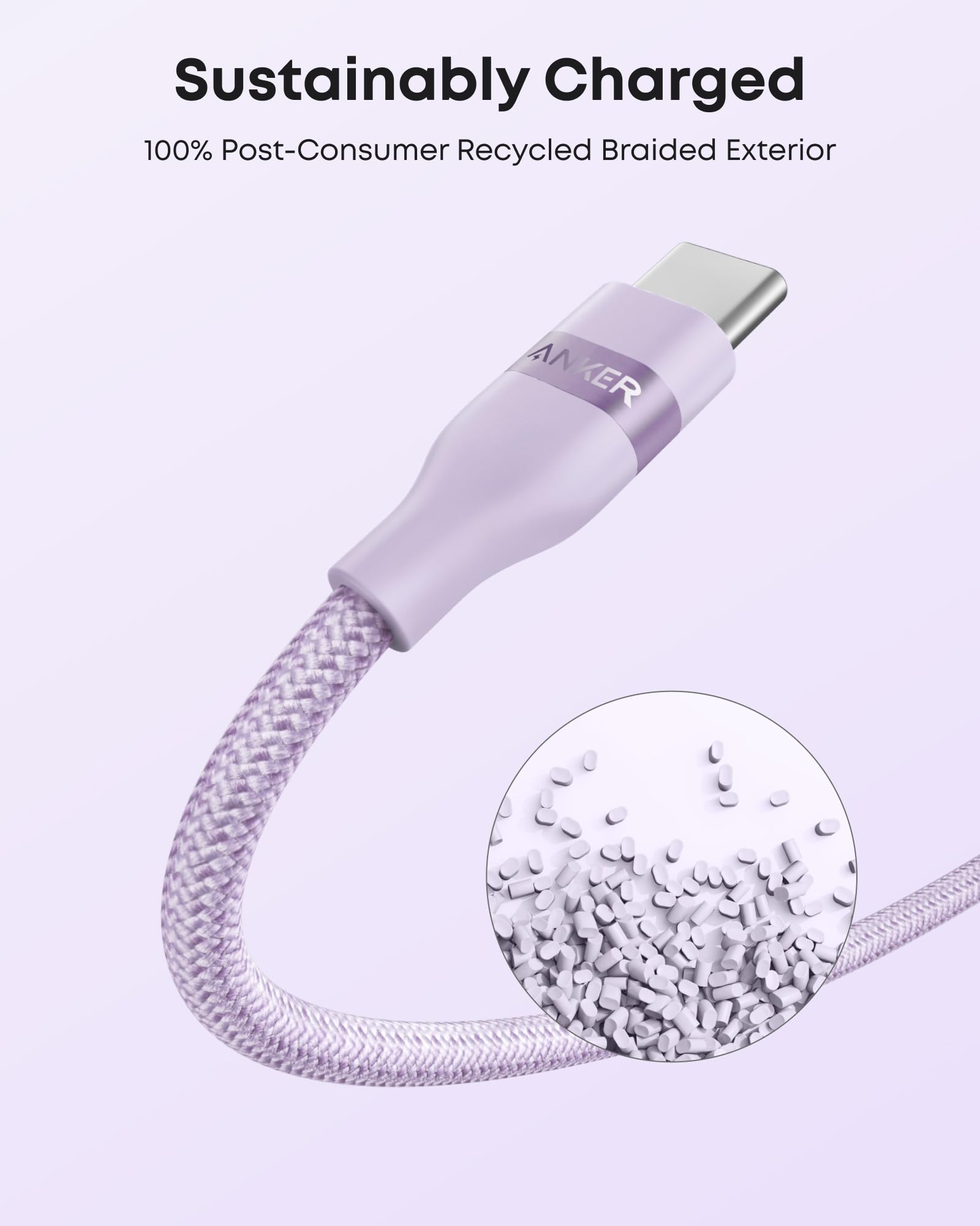 Anker USB - A to USB - C Cable (3 ft/6 ft, Upcycled - Braided) - Black Girl Golf