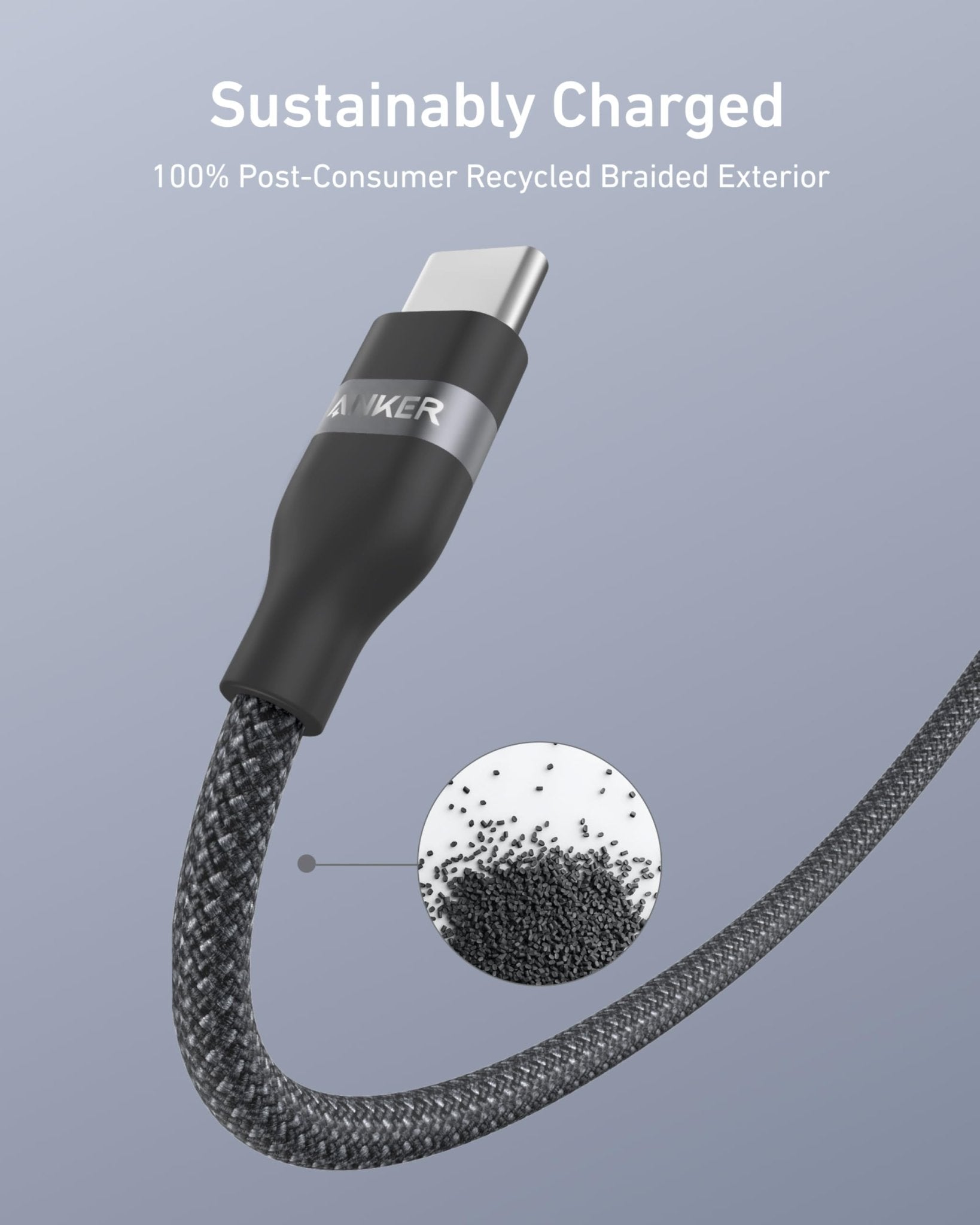 Anker USB - A to USB - C Cable (3 ft/6 ft, Upcycled - Braided) - Black Girl Golf