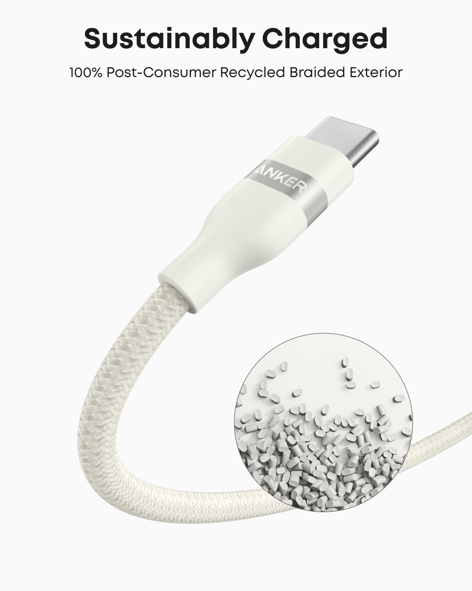 Anker USB - A to USB - C Cable (3 ft/6 ft, Upcycled - Braided) - Black Girl Golf