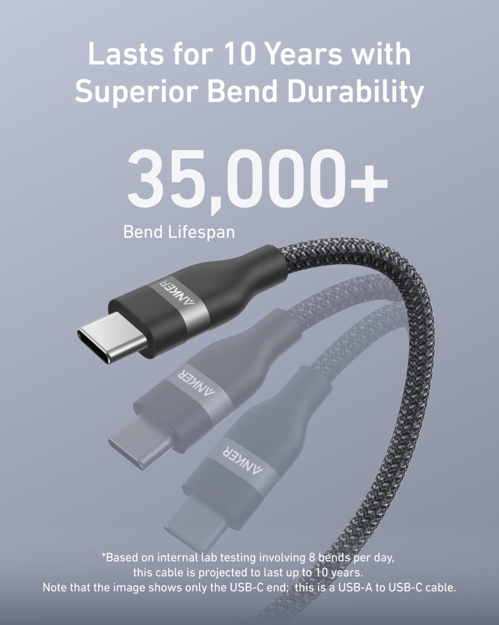 Anker USB - A to USB - C Cable (3 ft/6 ft, Upcycled - Braided) - Black Girl Golf