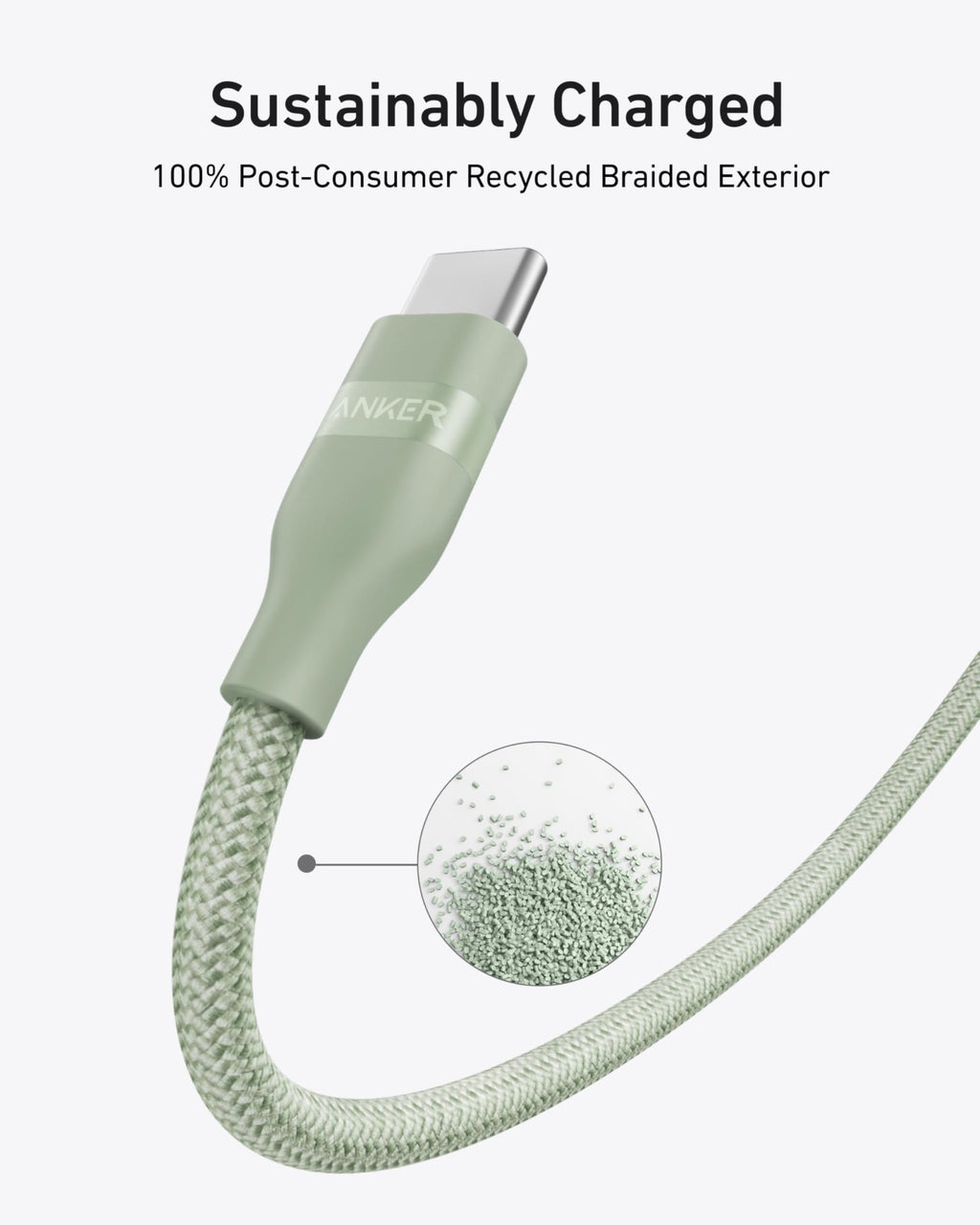 Anker USB - C to USB - C Cable (3 ft / 6 ft, 240W, Upcycled - Braided) - Black Girl Golf