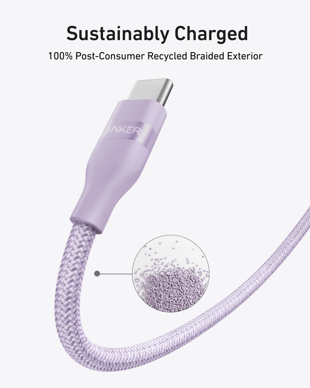 Anker USB - C to USB - C Cable (3 ft / 6 ft, 240W, Upcycled - Braided) - Black Girl Golf