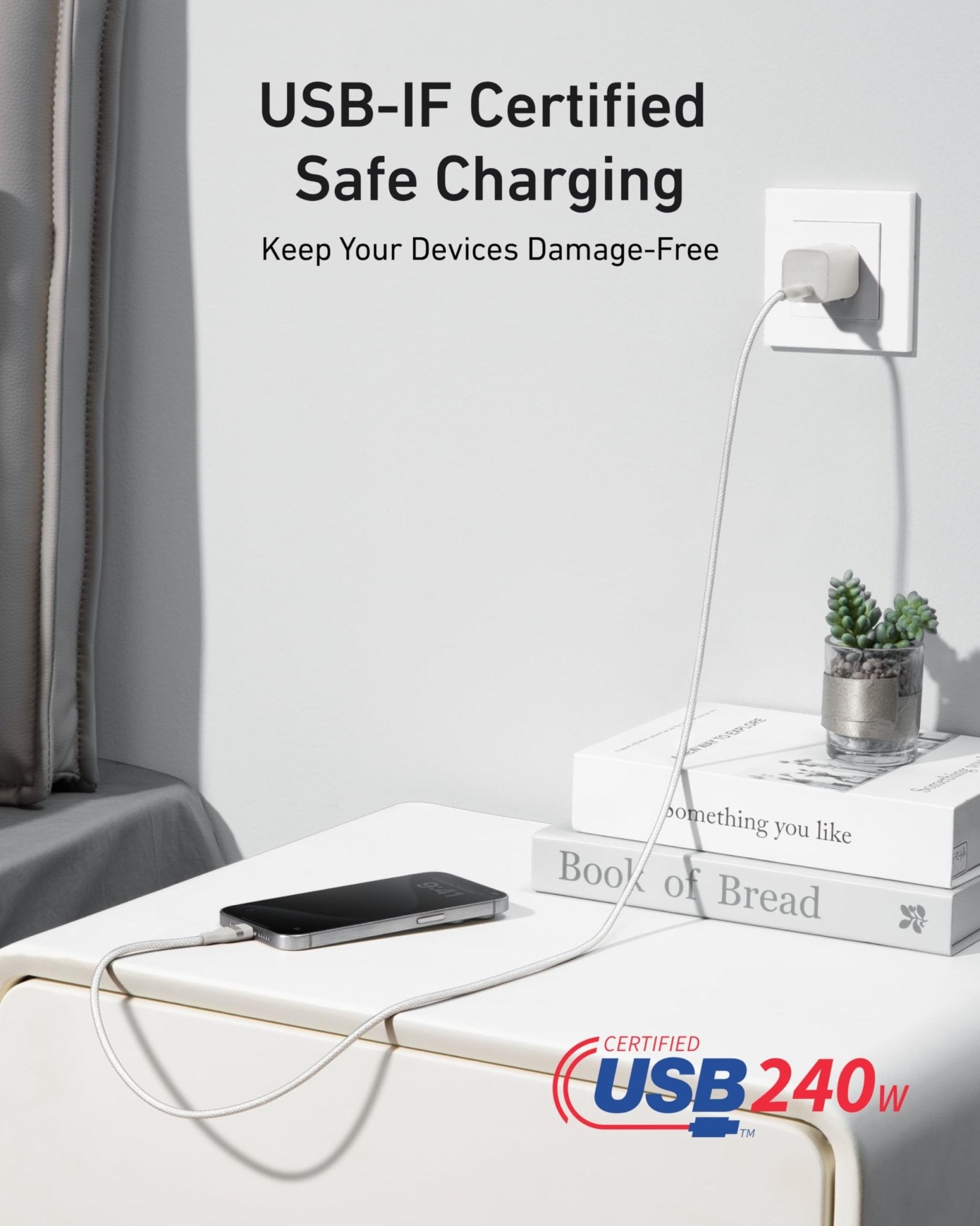 Anker USB - C to USB - C Cable (3 ft / 6 ft, 240W, Upcycled - Braided) - Black Girl Golf