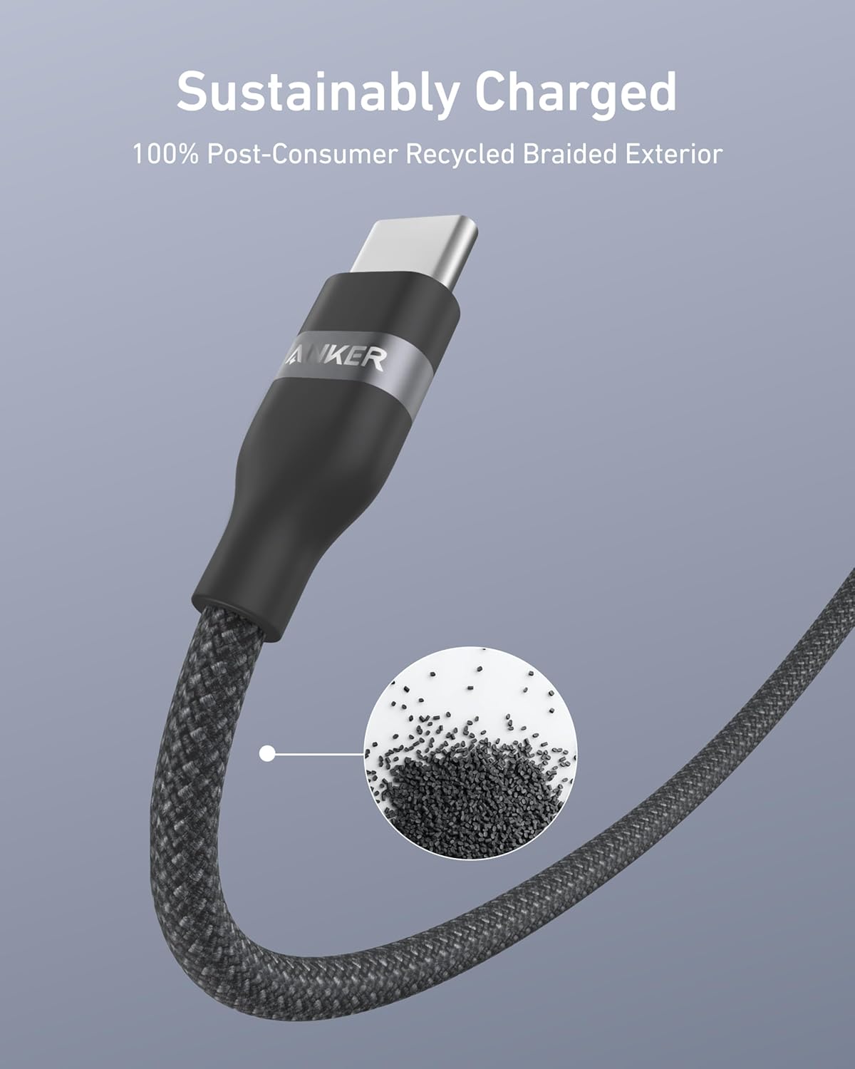 Anker USB - C to USB - C Cable (3 ft / 6 ft, 240W, Upcycled - Braided) - Black Girl Golf